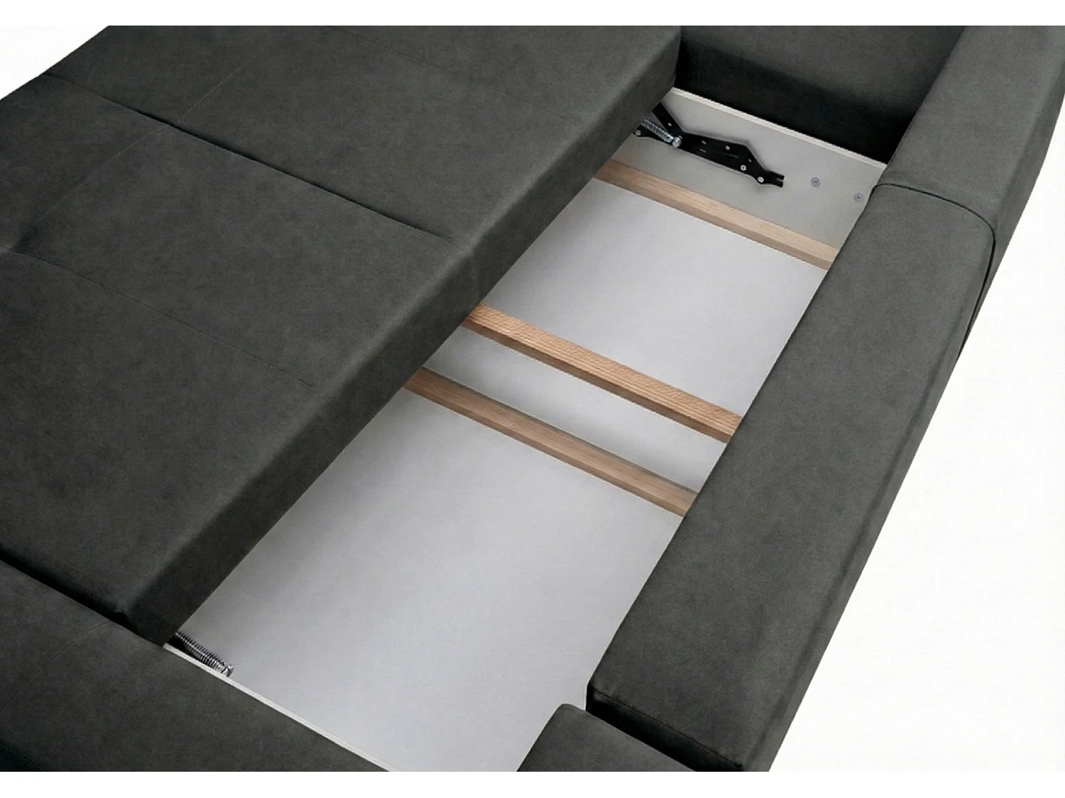 Stilvolles, ausziehbares Ecksofa BINGO U L 315x146 cm, in grauem Stoff KRONOS 34