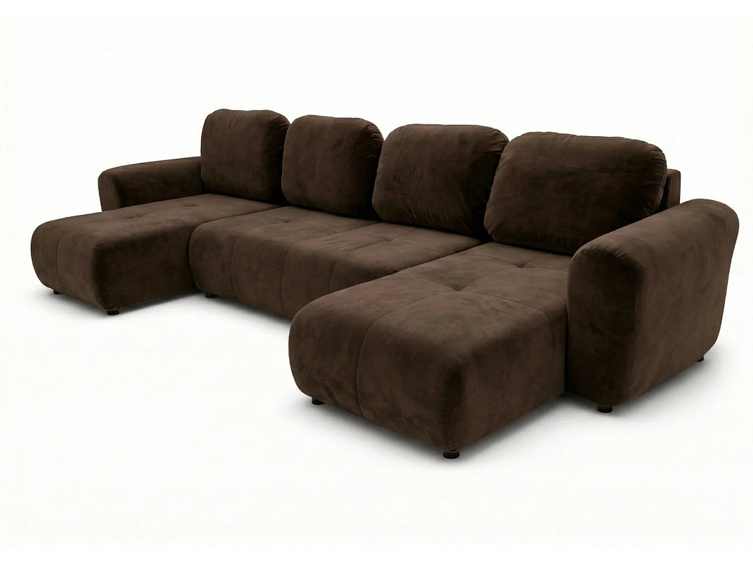 Stilvolles, ausziehbares Ecksofa BINGO U L 315x146 cm, in braunem Stoff KRONOS 6