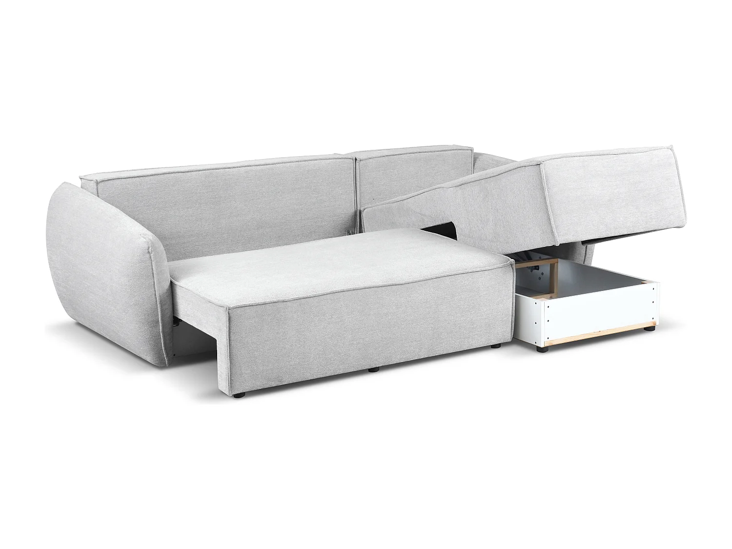 Modernes Ecksofa rechts SELLMA in hellgrauem Stoff RAVEN 6