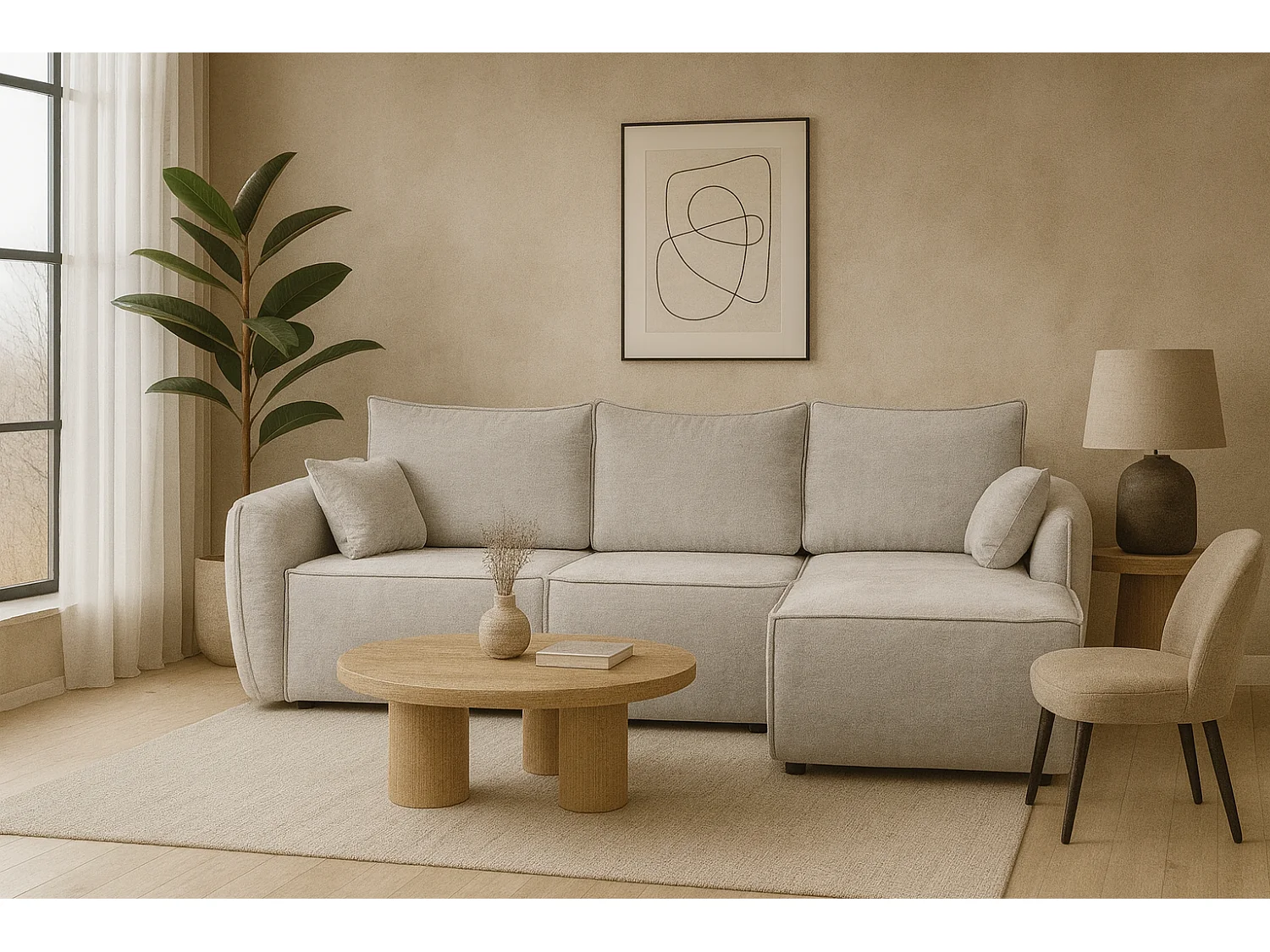 Modernes Ecksofa rechts SELLMA in hellgrauem Stoff RAVEN 6