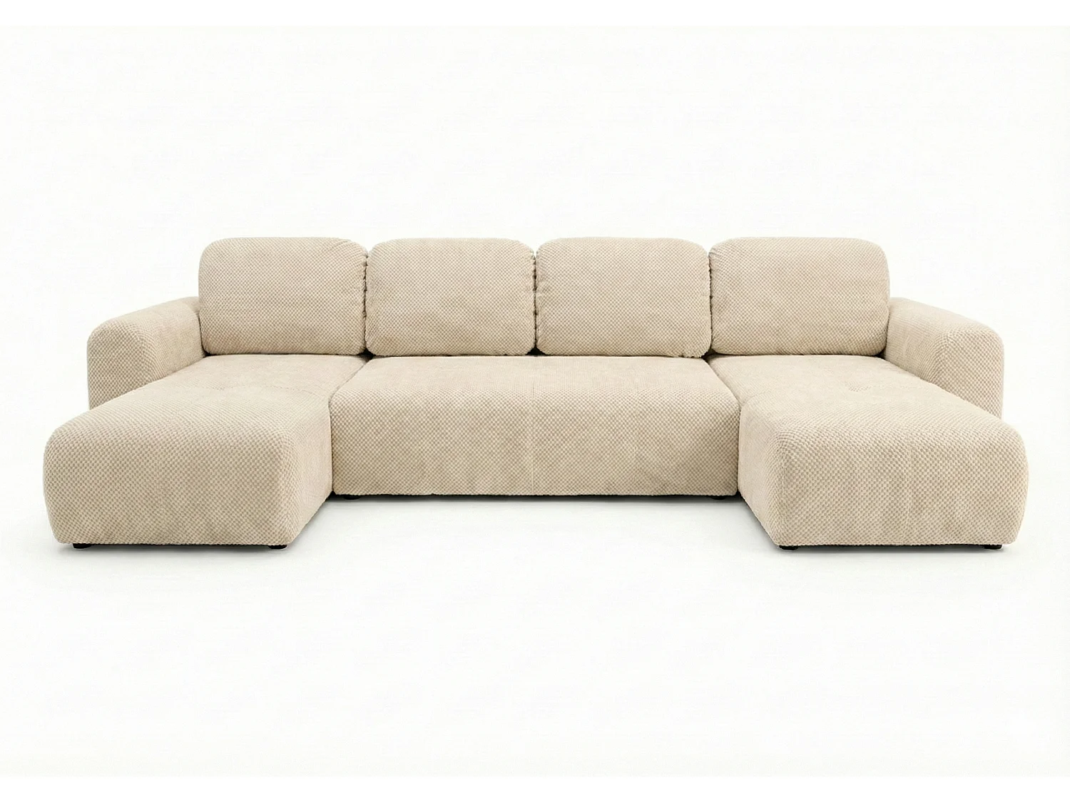 Stilvolles, ausziehbares Ecksofa BINGO U L 315x146 cm, in beigem Stoff POP 6