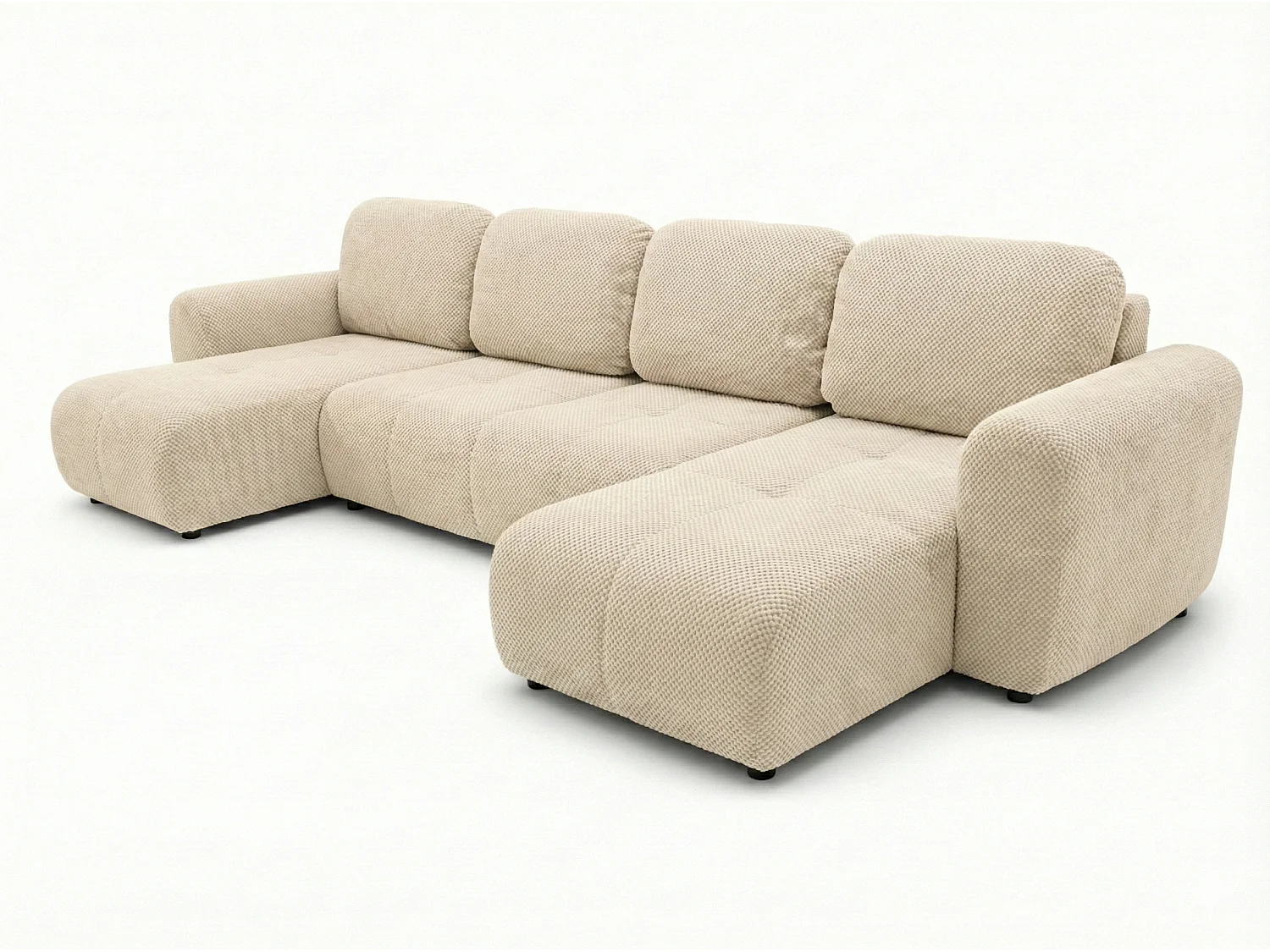 Stilvolles, ausziehbares Ecksofa BINGO U L 315x146 cm, in beigem Stoff POP 6