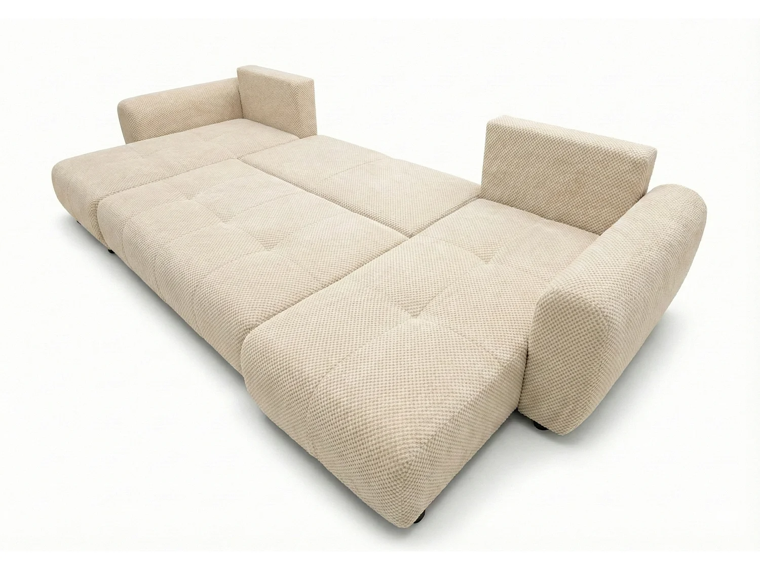 Stilvolles, ausziehbares Ecksofa BINGO U L 315x146 cm, in beigem Stoff POP 6