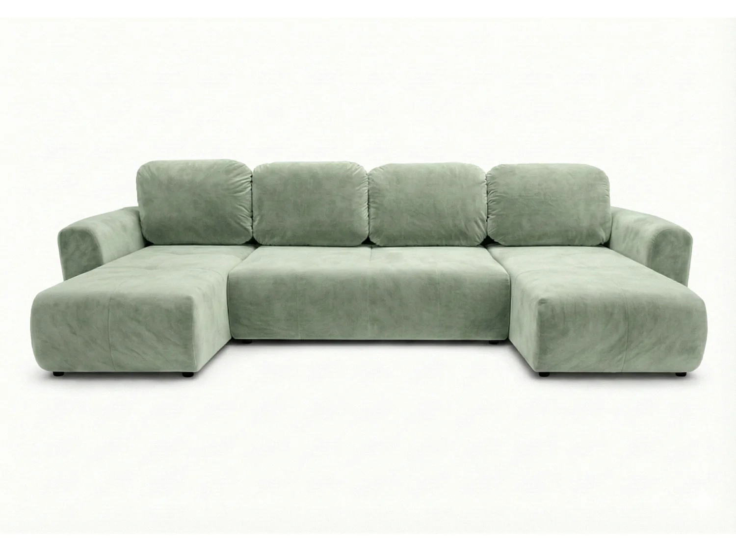 Stilvolles, ausziehbares Ecksofa BINGO U L 315x146 cm, in hellgrünem Stoff KRONOS 47