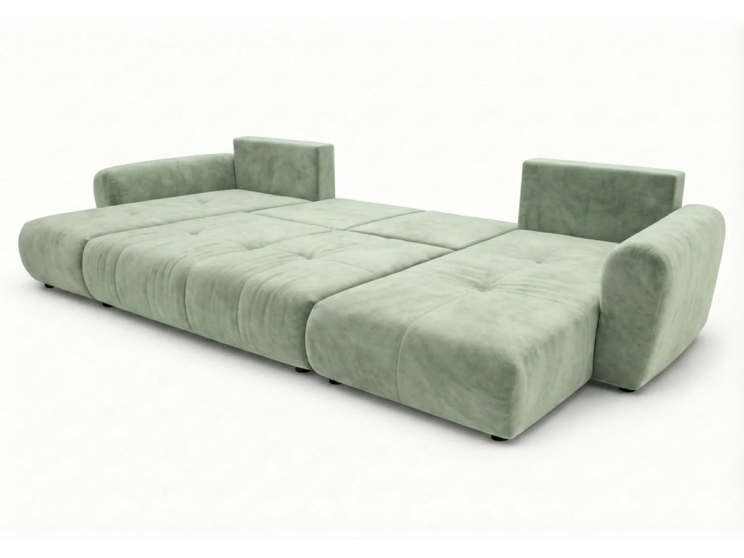 Stilvolles, ausziehbares Ecksofa BINGO U L 315x146 cm, in hellgrünem Stoff KRONOS 47