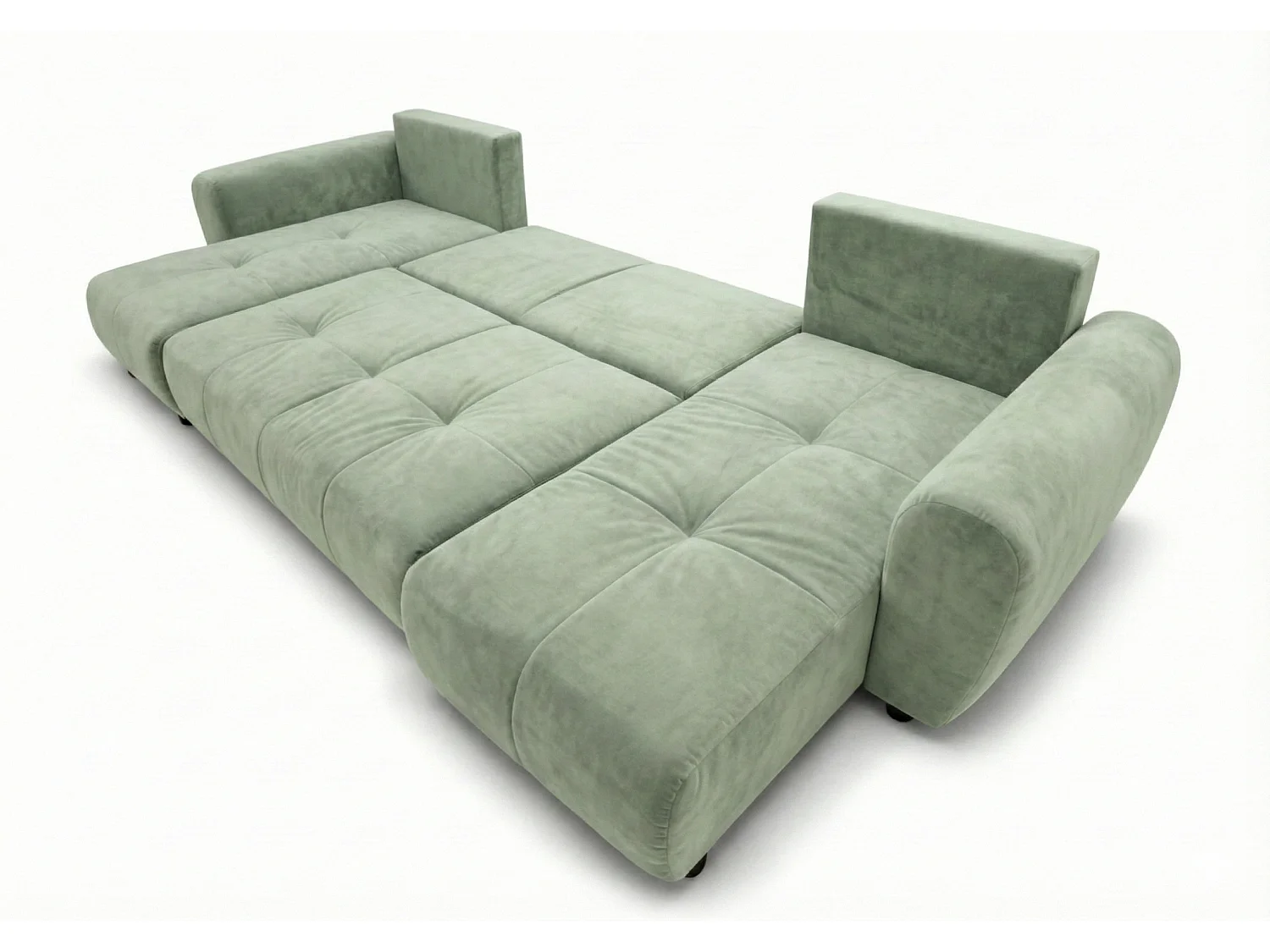 Stilvolles, ausziehbares Ecksofa BINGO U L 315x146 cm, in hellgrünem Stoff KRONOS 47