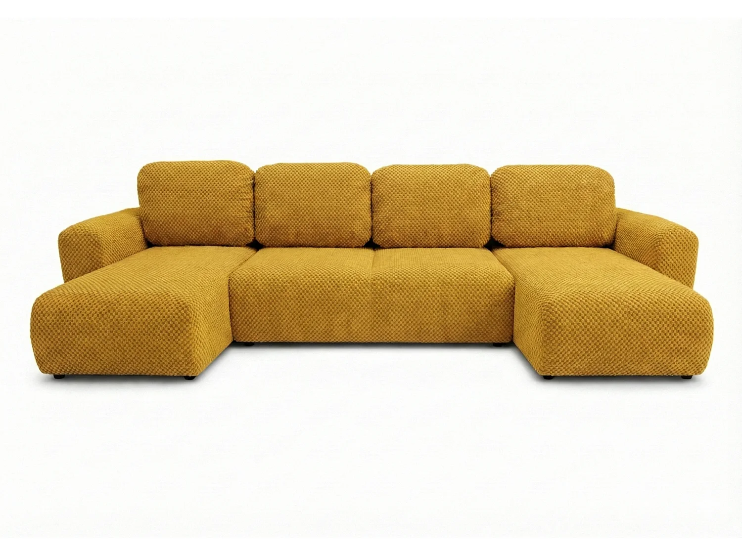Stilvolles, ausziehbares Ecksofa BINGO U L 315x146 cm, in gelbem Stoff POP 7