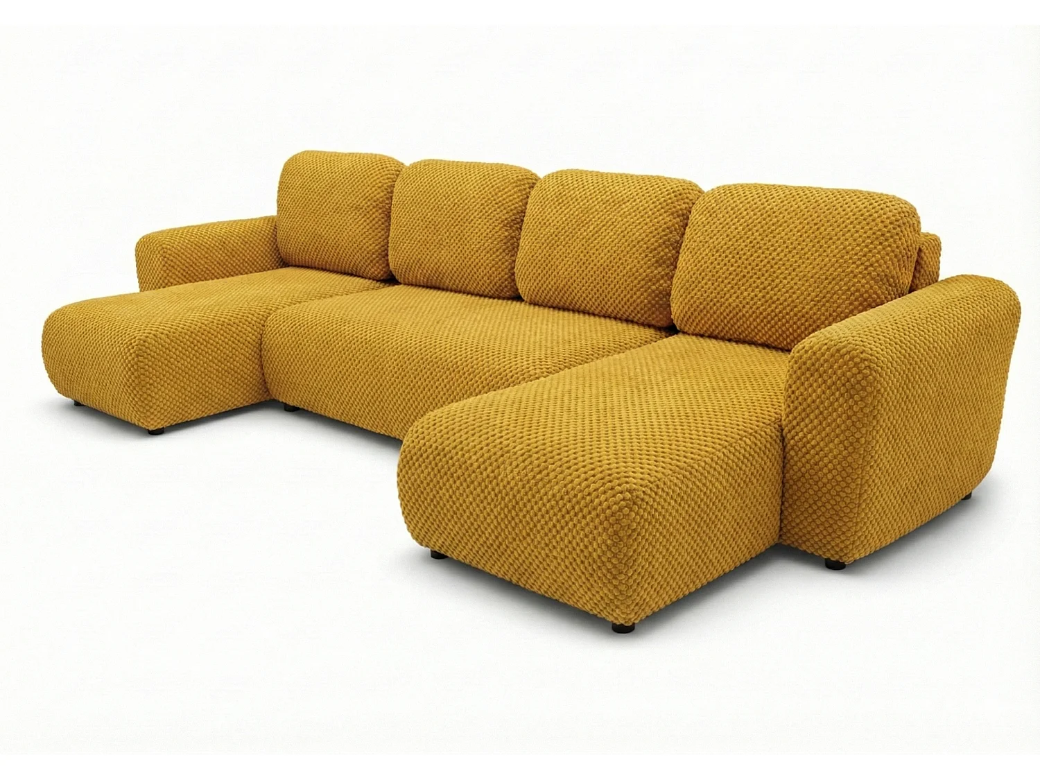 Stilvolles, ausziehbares Ecksofa BINGO U L 315x146 cm, in gelbem Stoff POP 7