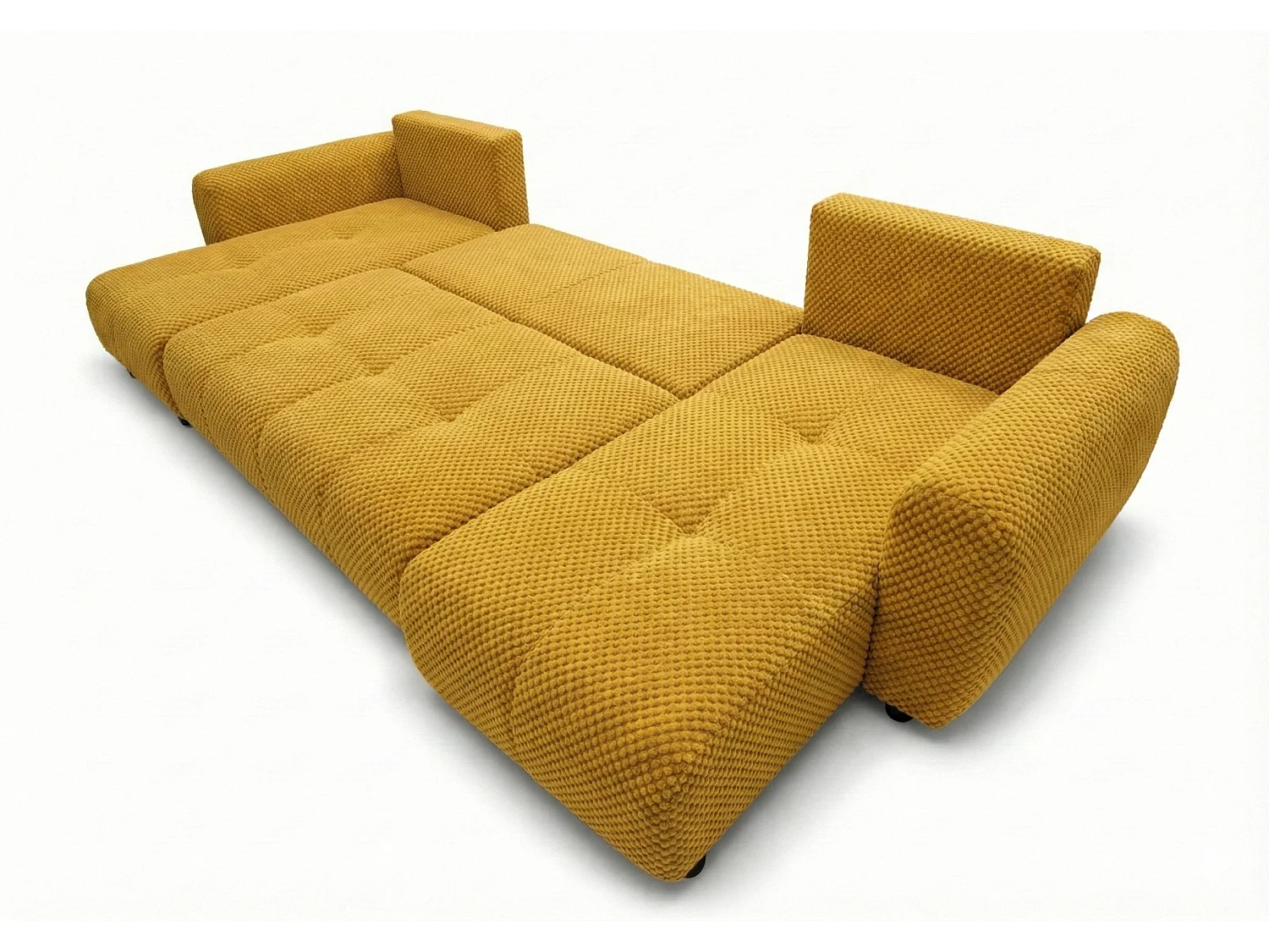 Stilvolles, ausziehbares Ecksofa BINGO U L 315x146 cm, in gelbem Stoff POP 7