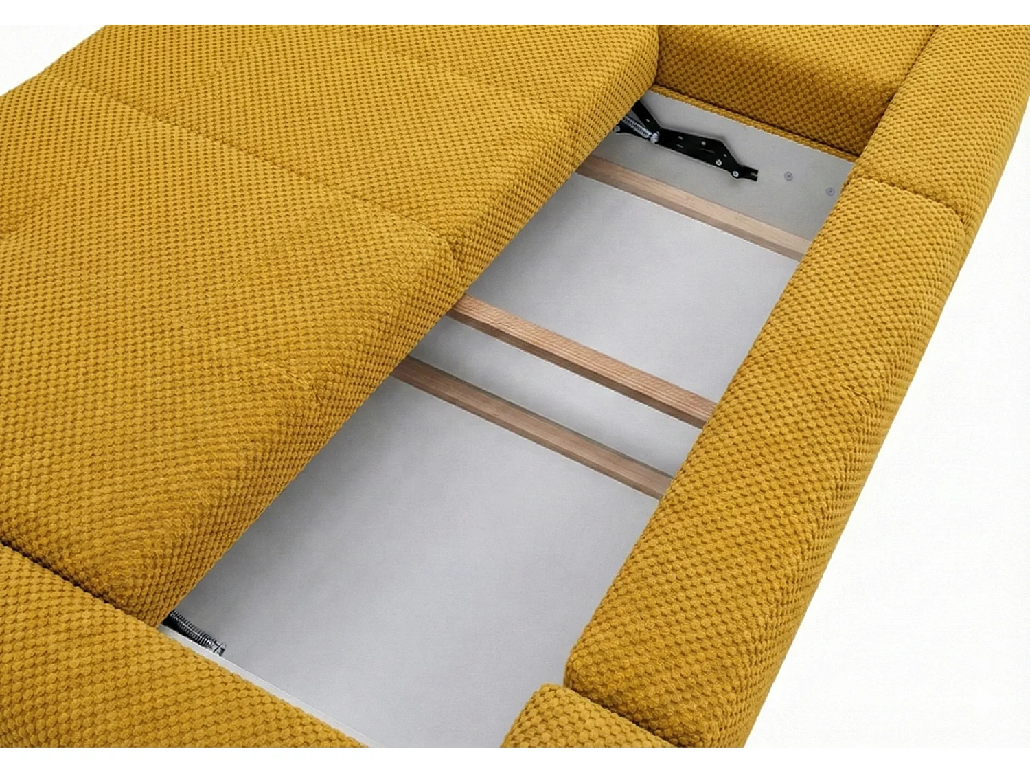 Stilvolles, ausziehbares Ecksofa BINGO U L 315x146 cm, in gelbem Stoff POP 7