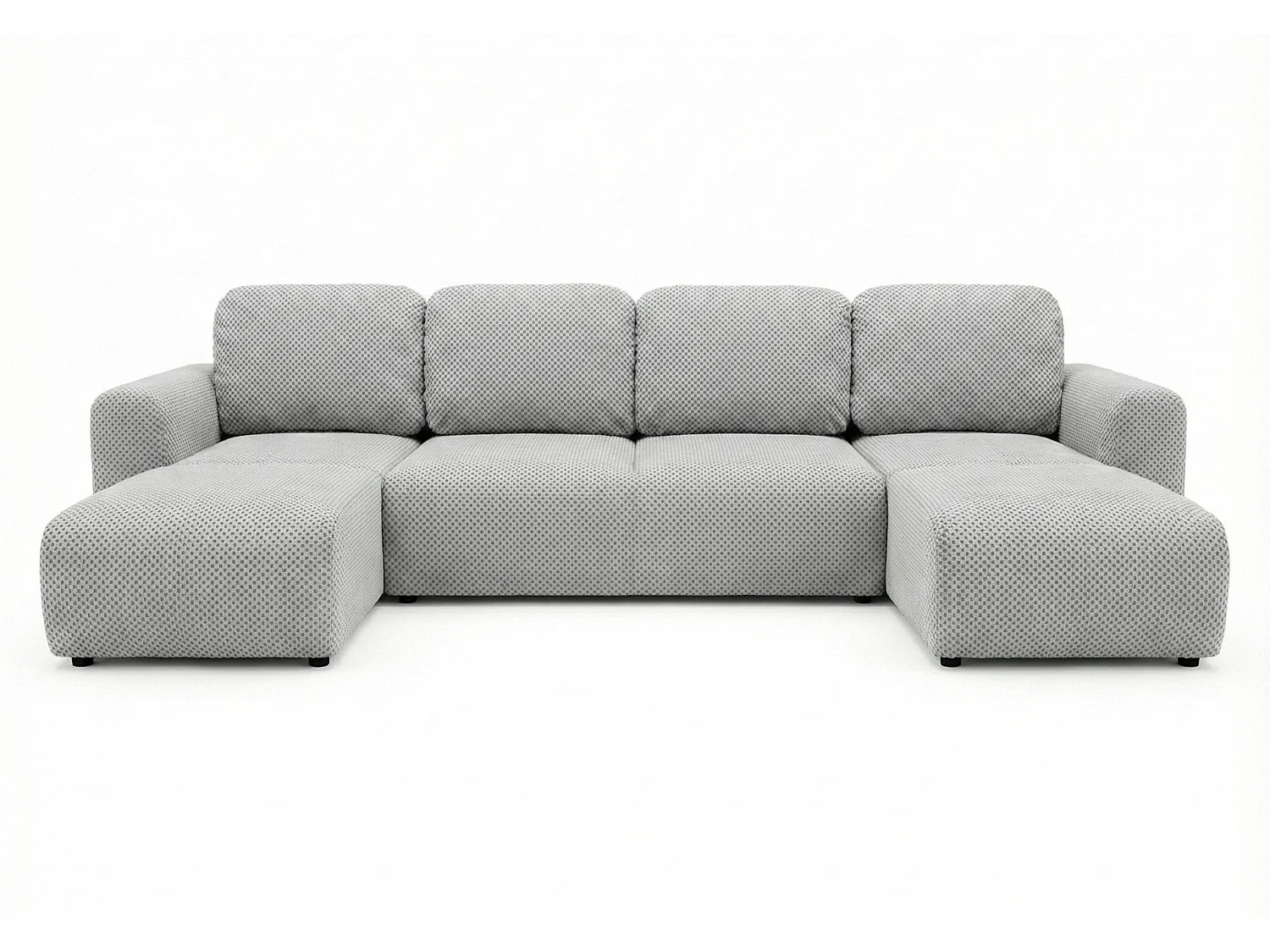 Stilvolles, ausziehbares Ecksofa BINGO U L 315x146 cm, in hellgrauem Stoff POP 3