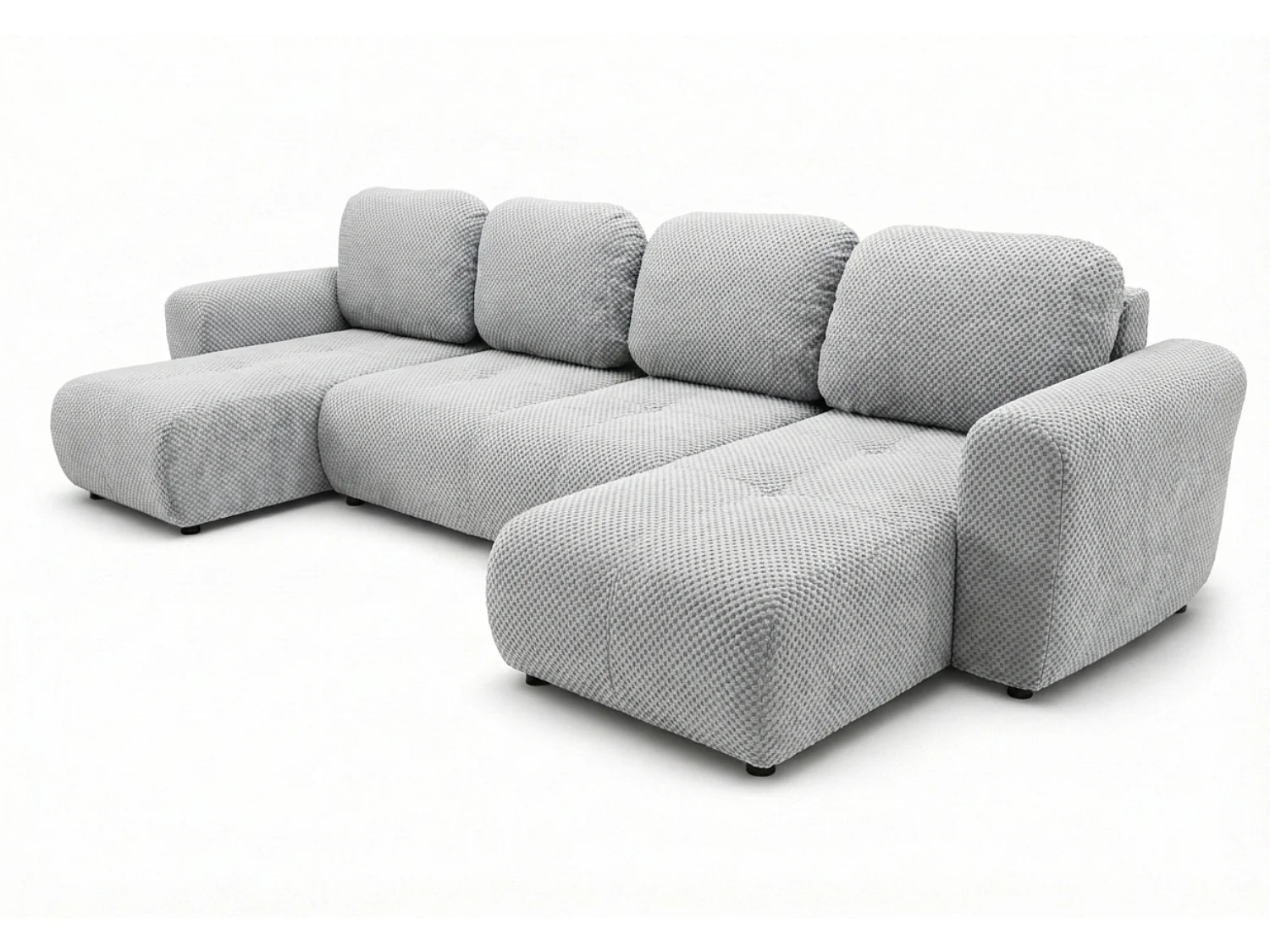 Stilvolles, ausziehbares Ecksofa BINGO U L 315x146 cm, in hellgrauem Stoff POP 3