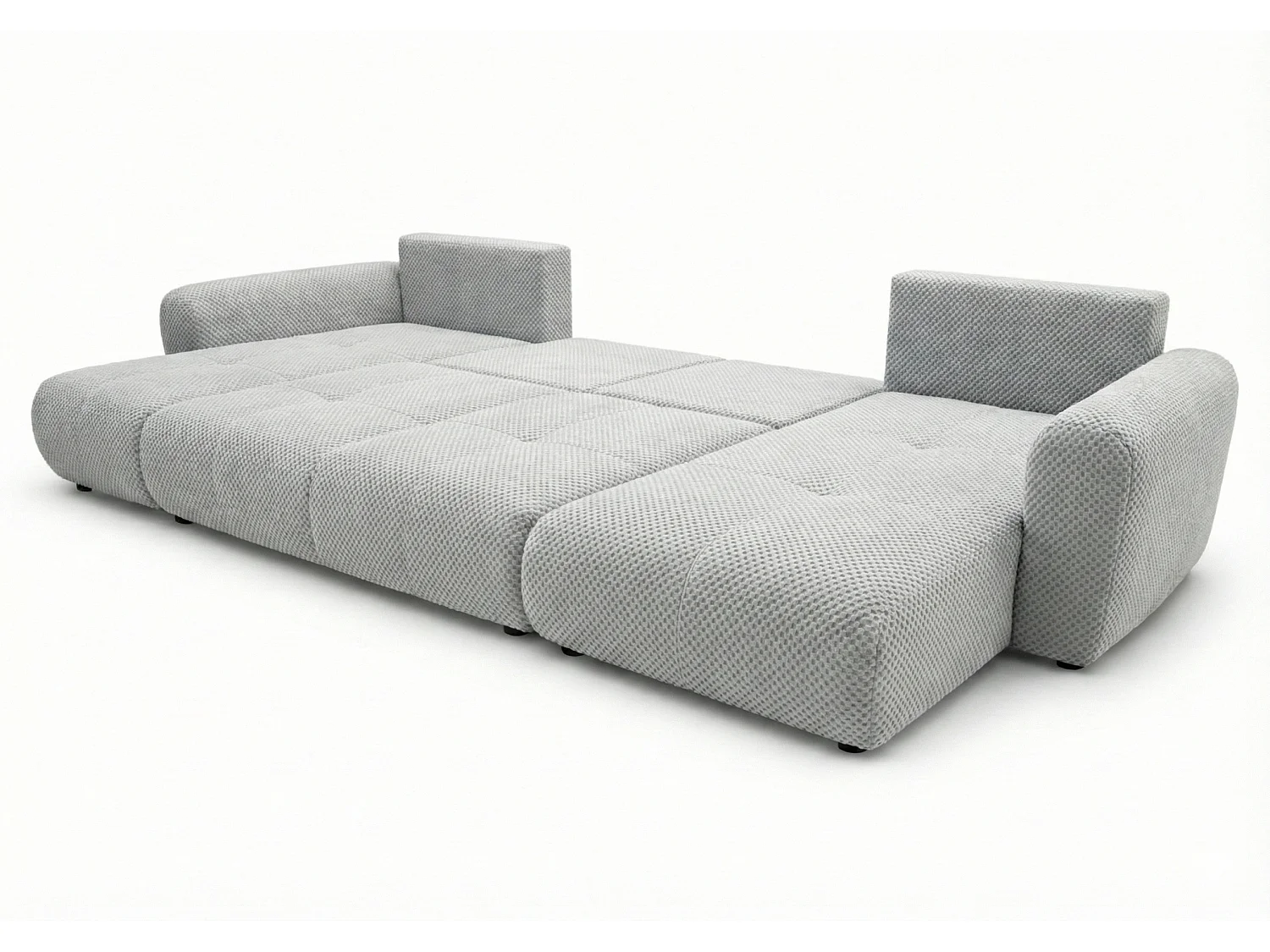 Stilvolles, ausziehbares Ecksofa BINGO U L 315x146 cm, in hellgrauem Stoff POP 3