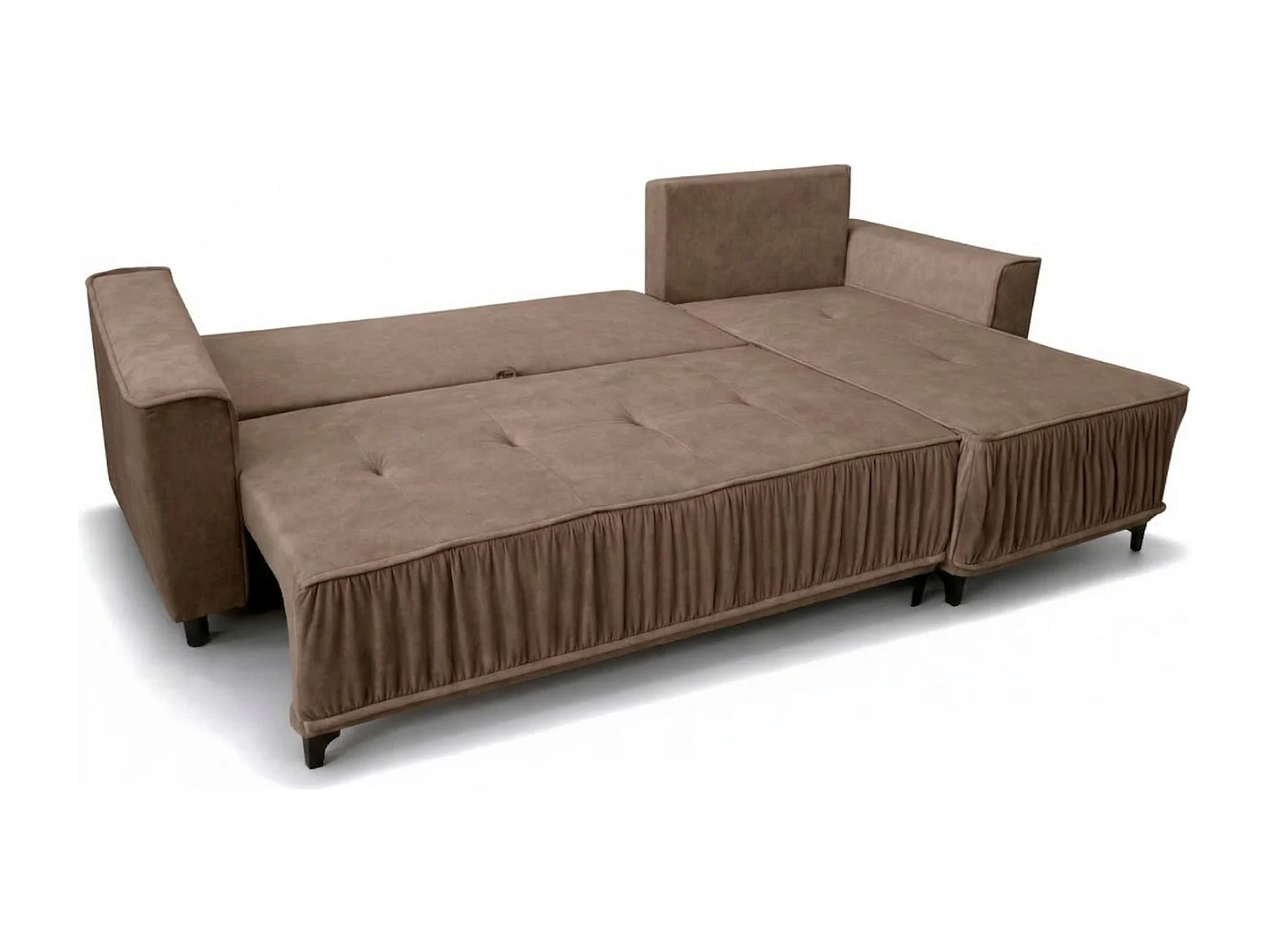 Elegantes Ecksofa rechts mit Schlaffunktion VIKI 238x143 cm, in braunem Stoff MONOLITH 15