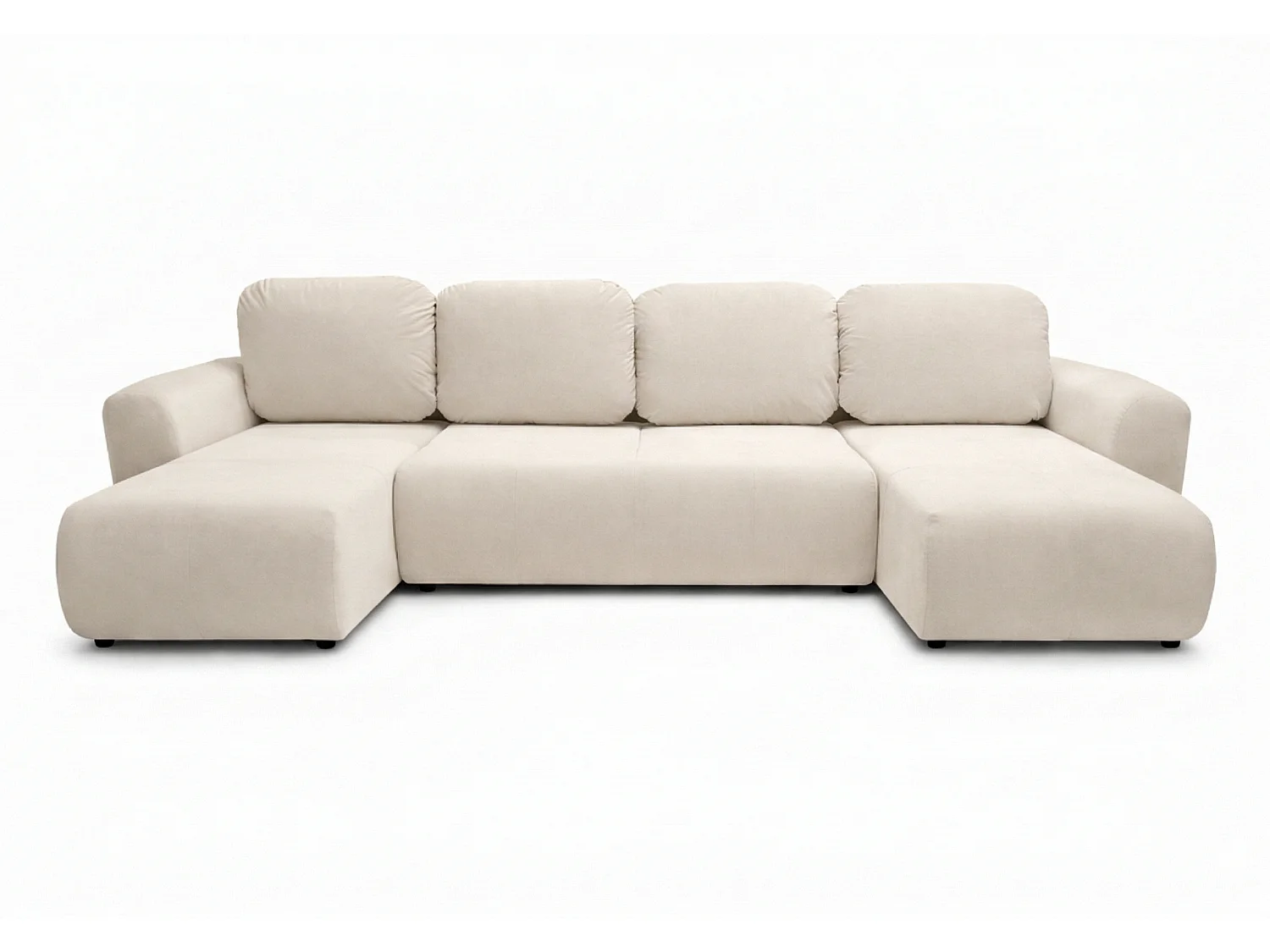 Stilvolles, ausziehbares Ecksofa BINGO U L 315x146 cm, in elfenbeinfarbenem Stoff PAROS 1