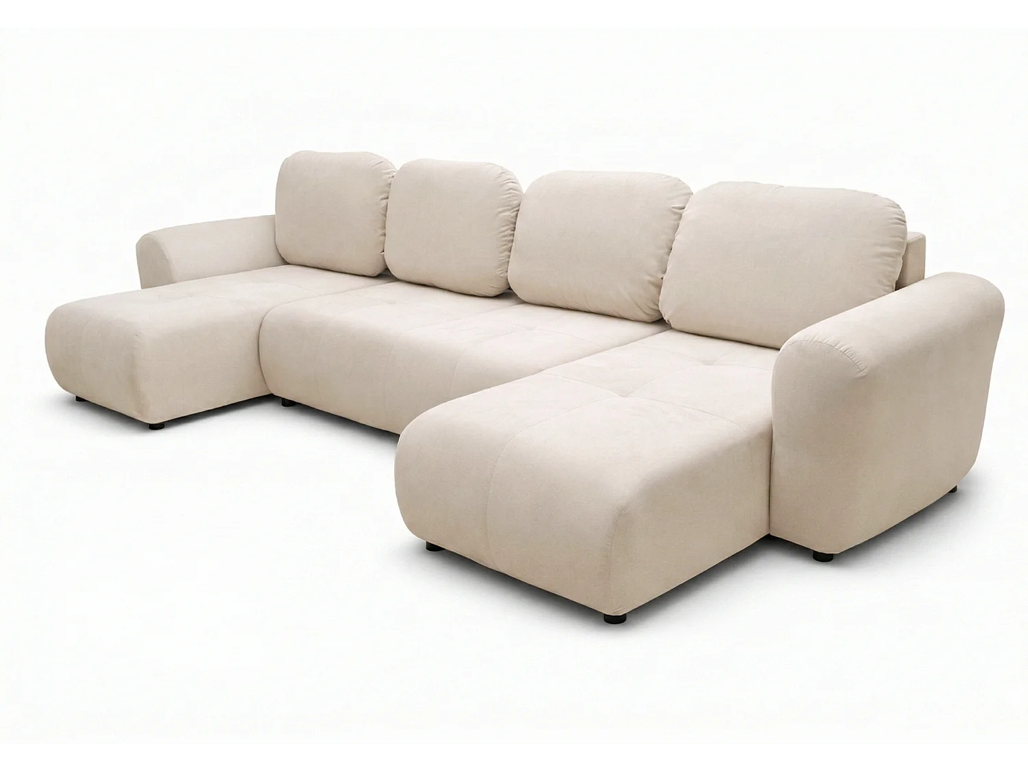 Stilvolles, ausziehbares Ecksofa BINGO U L 315x146 cm, in elfenbeinfarbenem Stoff PAROS 1