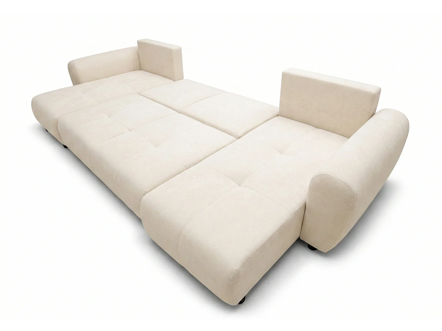 Stilvolles, ausziehbares Ecksofa BINGO U L 315x146 cm, in elfenbeinfarbenem Stoff PAROS 1