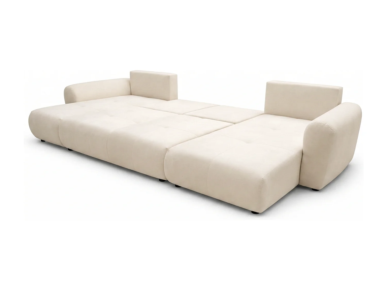 Stilvolles, ausziehbares Ecksofa BINGO U L 315x146 cm, in elfenbeinfarbenem Stoff PAROS 1
