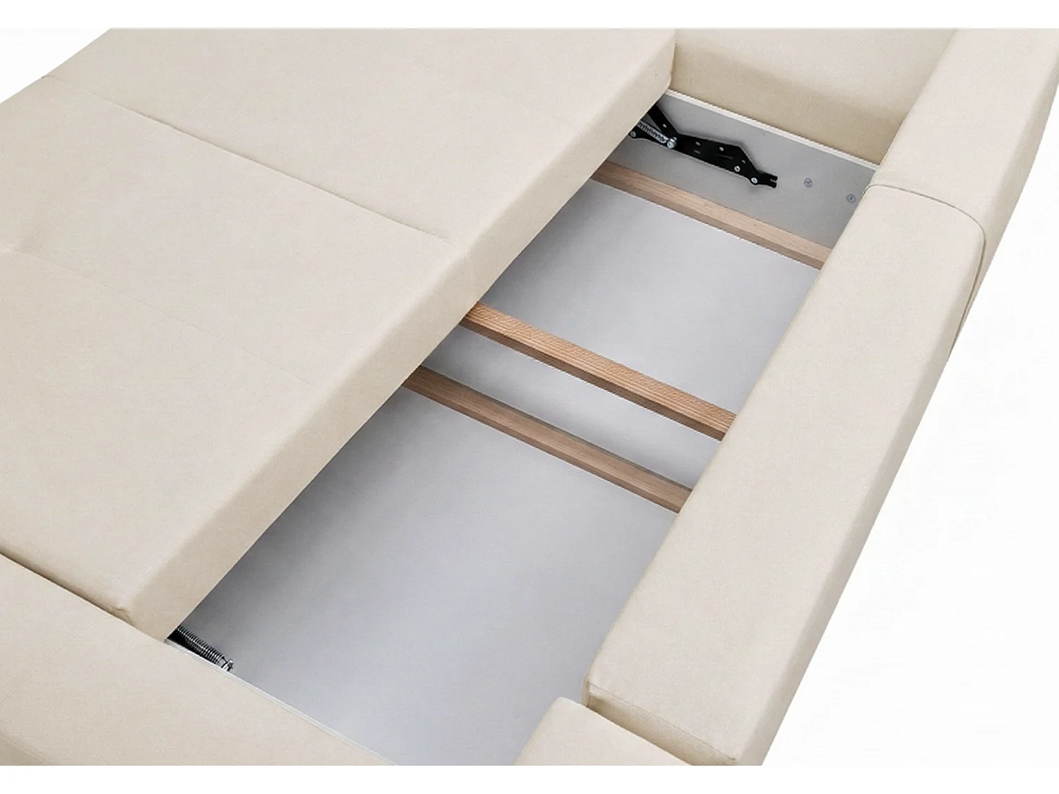 Stilvolles, ausziehbares Ecksofa BINGO U L 315x146 cm, in elfenbeinfarbenem Stoff PAROS 1