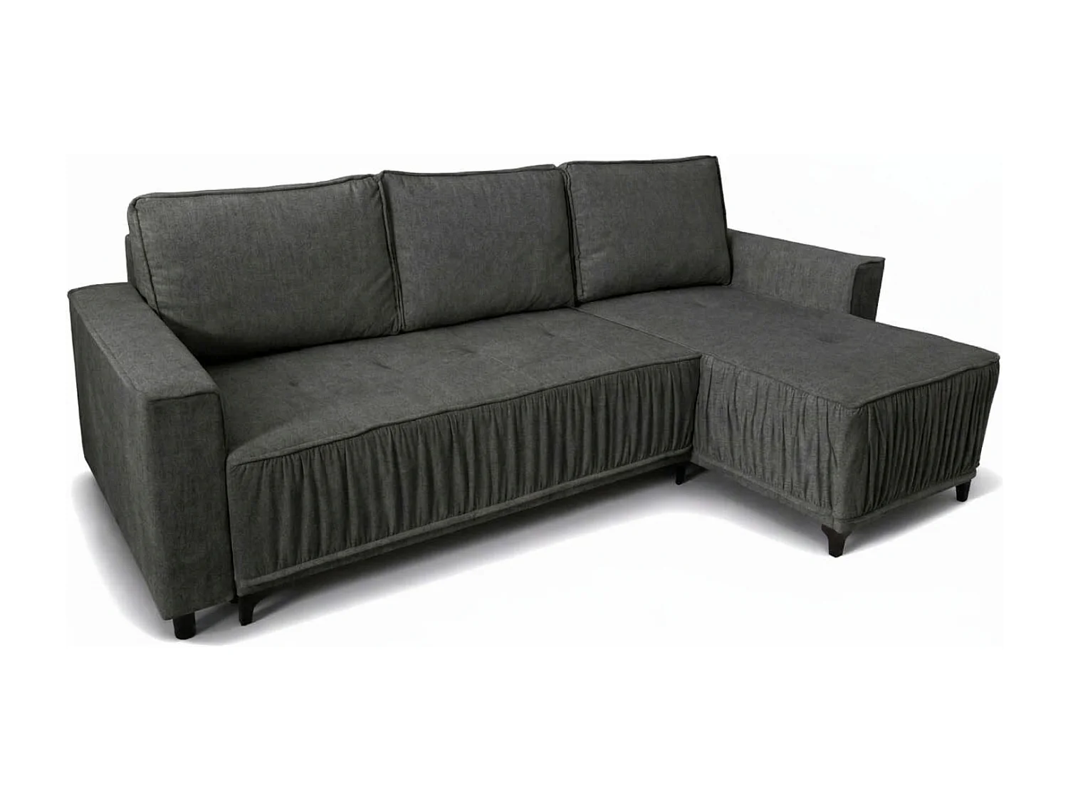 Elegantes Ecksofa rechts mit Schlaffunktion VIKI 238x143 cm, in grauem Stoff MONOLITH 92.