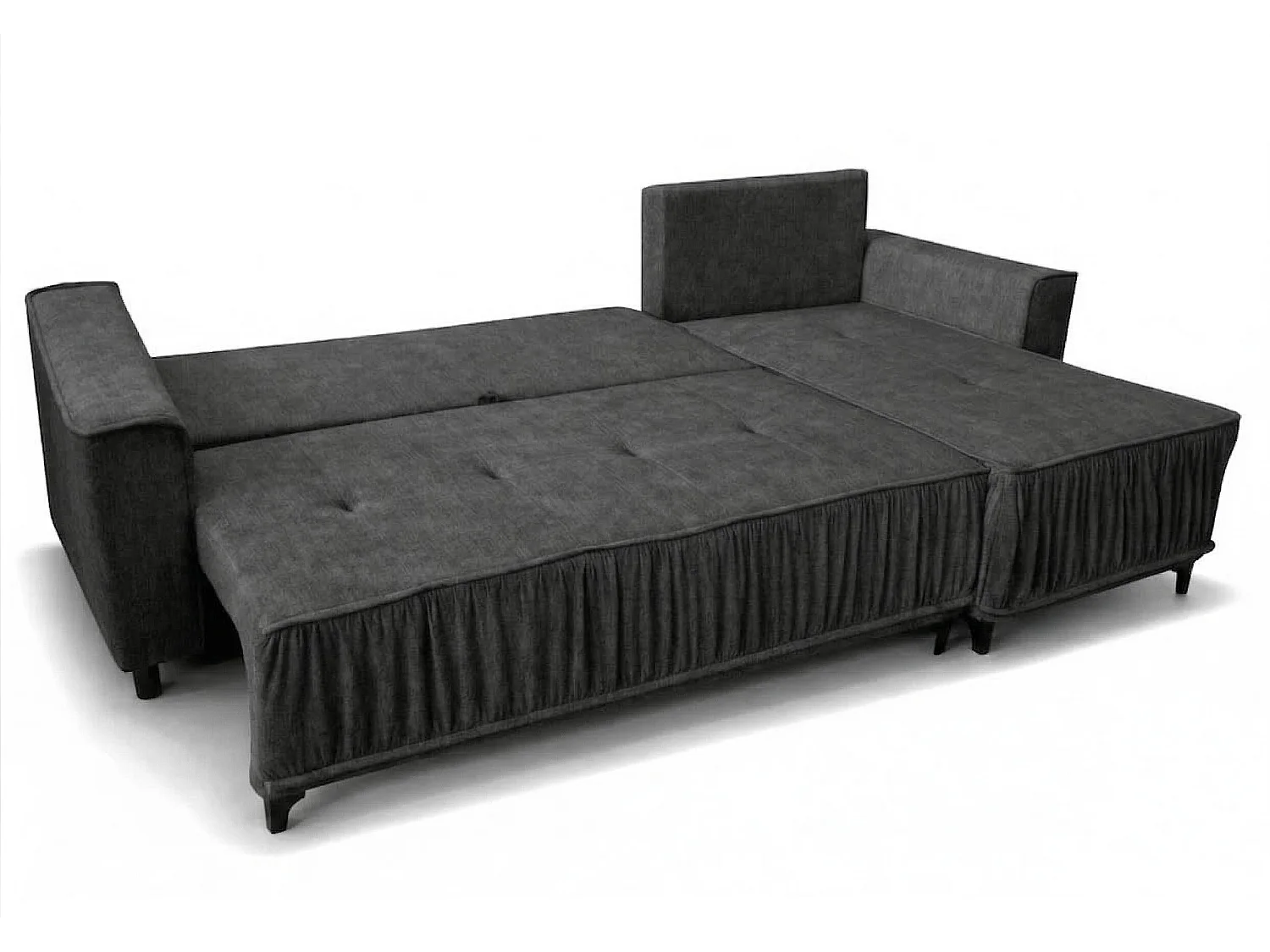Elegantes Ecksofa rechts mit Schlaffunktion VIKI 238x143 cm, in grauem Stoff MONOLITH 92.