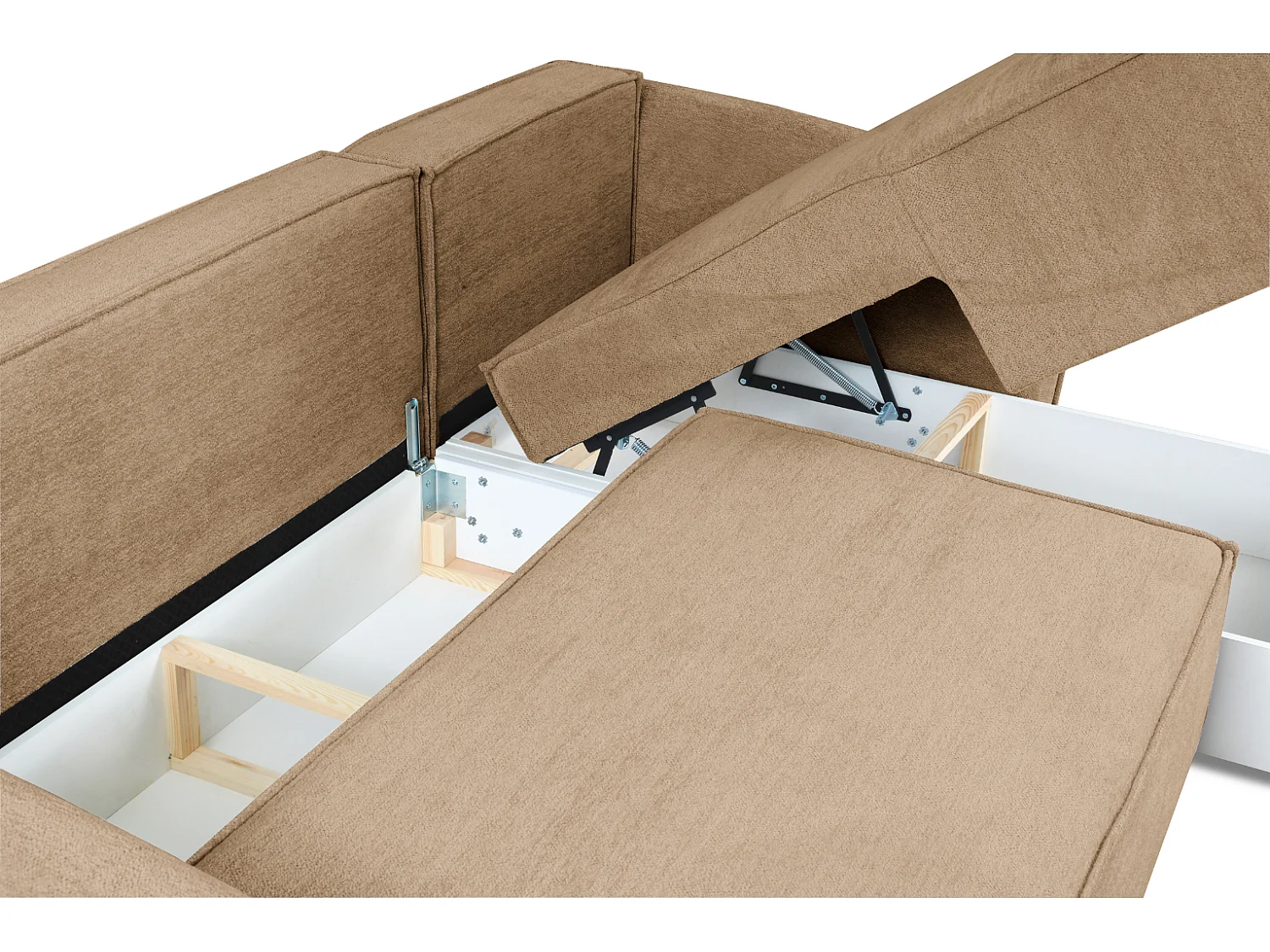 Modernes Ecksofa rechts SELLMA in karamellfarbenem Stoff RAVEN 34