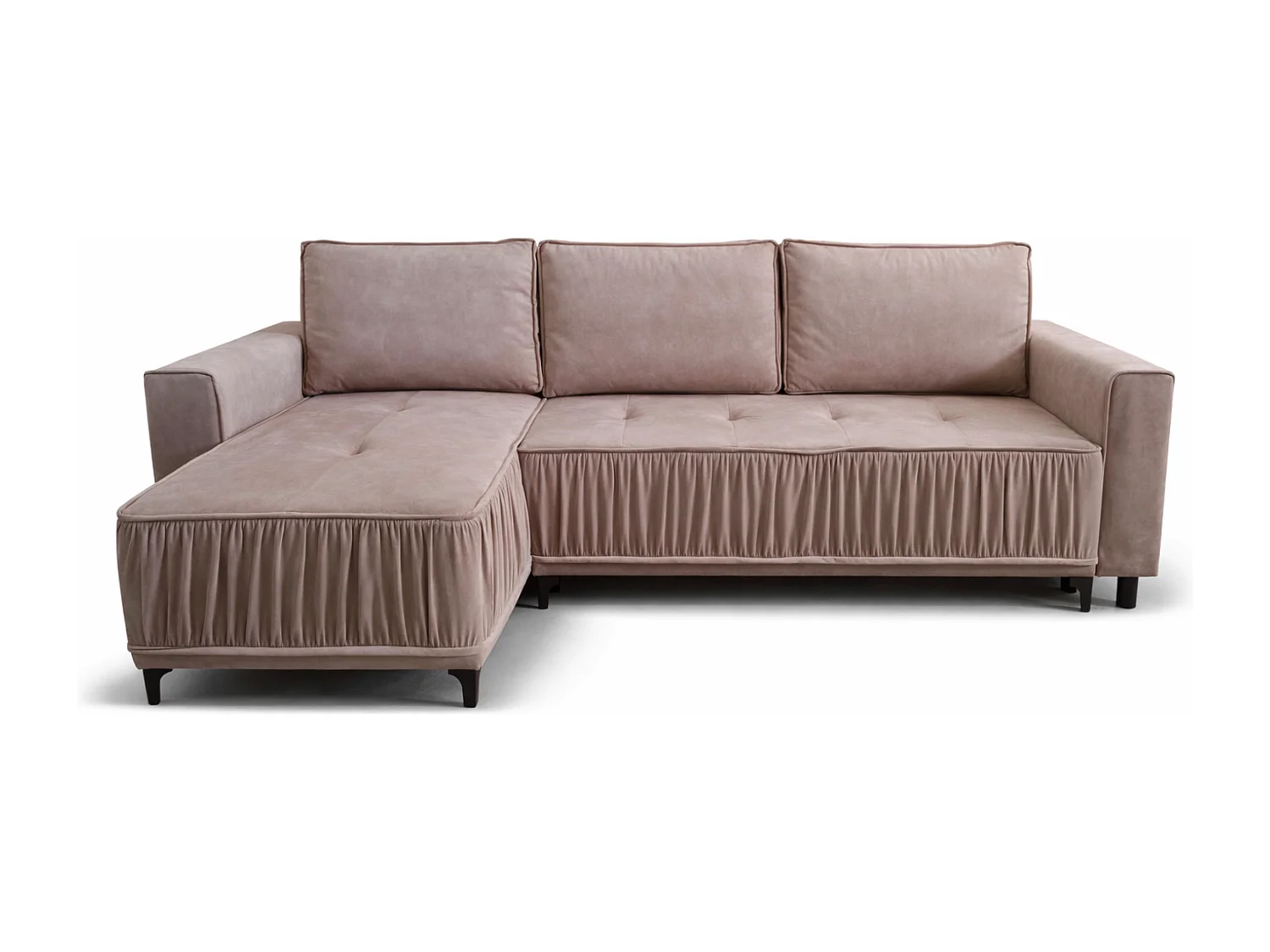 Elegantes Ecksofa links mit Schlaffunktion VIKI 238x143cm, in Stoff MONOLITH 62 Violett