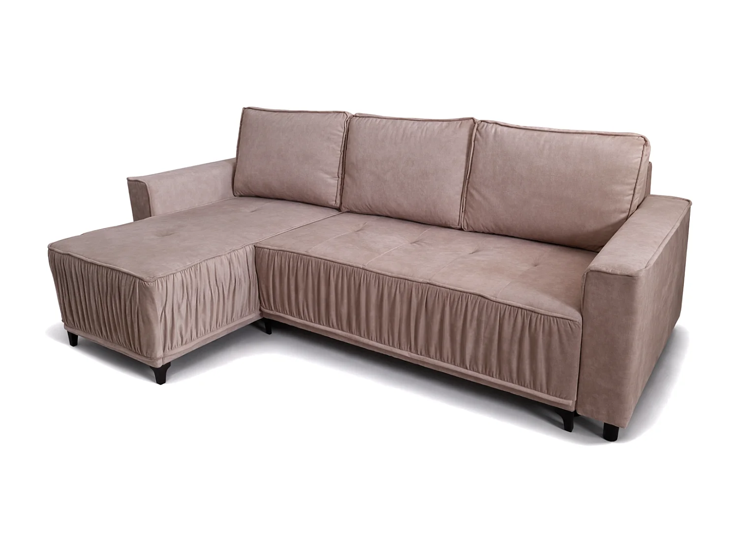 Elegantes Ecksofa links mit Schlaffunktion VIKI 238x143cm, in Stoff MONOLITH 62 Violett