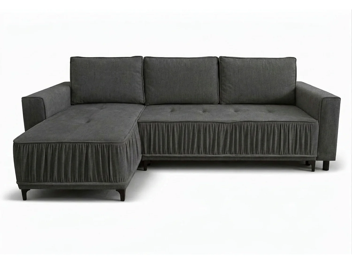 Elegantes Ecksofa links mit Schlaffunktion VIKI 238x143 cm, im grauen Stoff MONOLITH 92