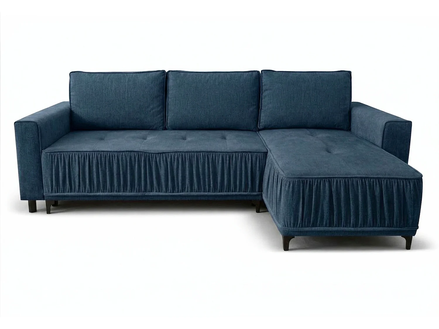 Elegantes Ecksofa rechts mit Schlaffunktion VIKI 238x143cm, Stoff MONOLITH 76 Blau