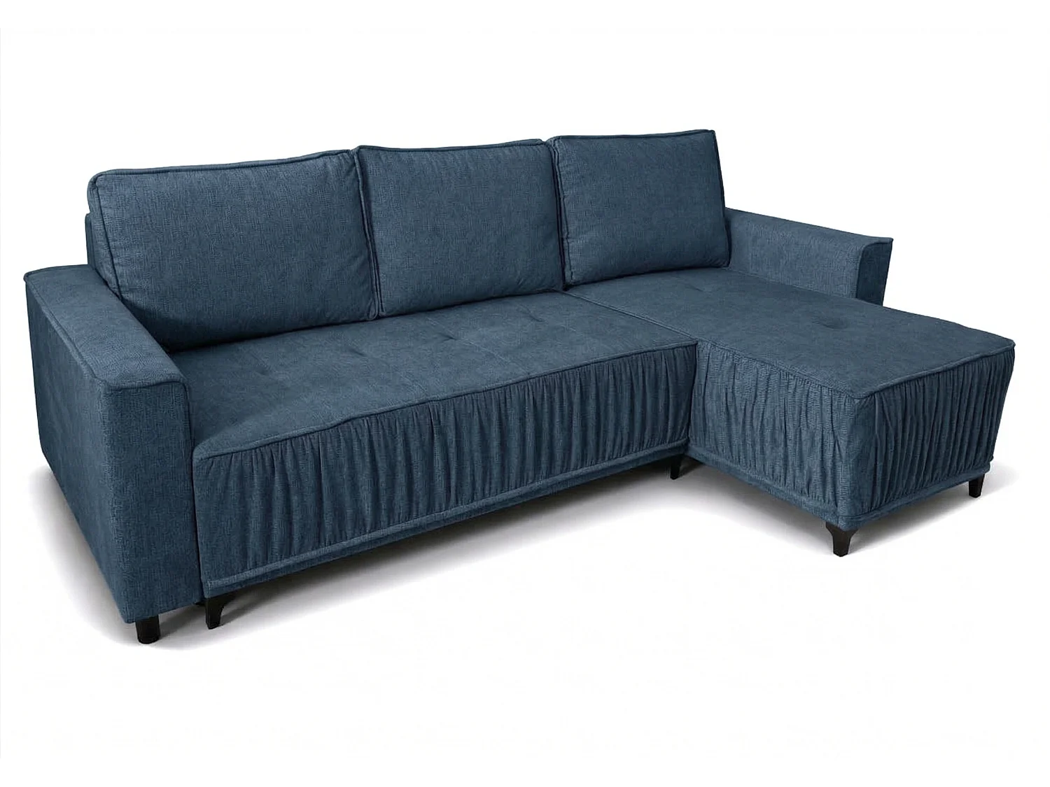 Elegantes Ecksofa rechts mit Schlaffunktion VIKI 238x143cm, Stoff MONOLITH 76 Blau