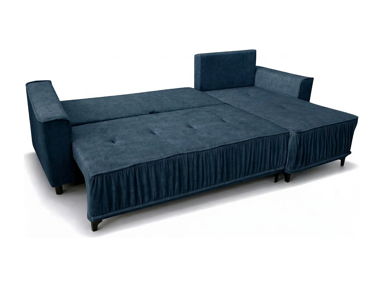 Elegantes Ecksofa rechts mit Schlaffunktion VIKI 238x143cm, Stoff MONOLITH 76 Blau