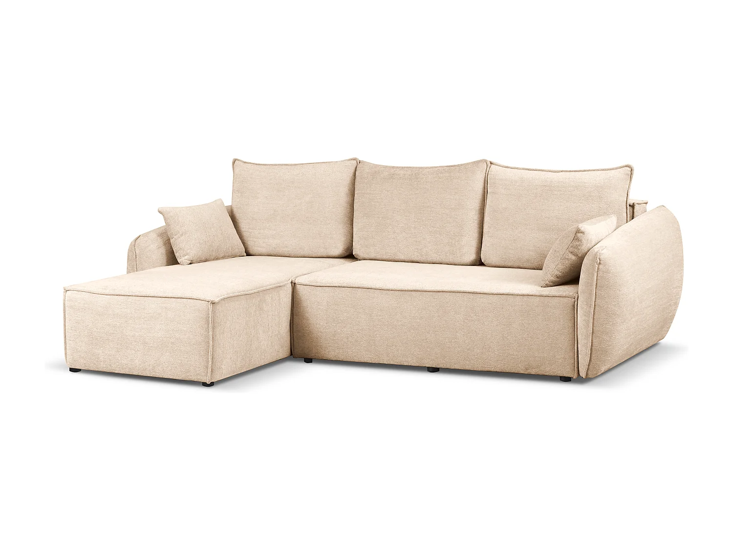 Modernes Ecksofa links SELLMA in cremefarbenem Stoff RAVEN 24
