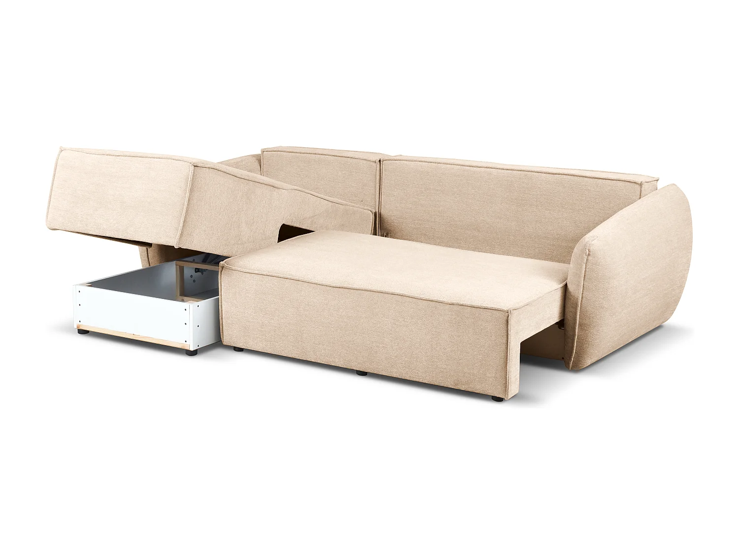 Modernes Ecksofa links SELLMA in cremefarbenem Stoff RAVEN 24
