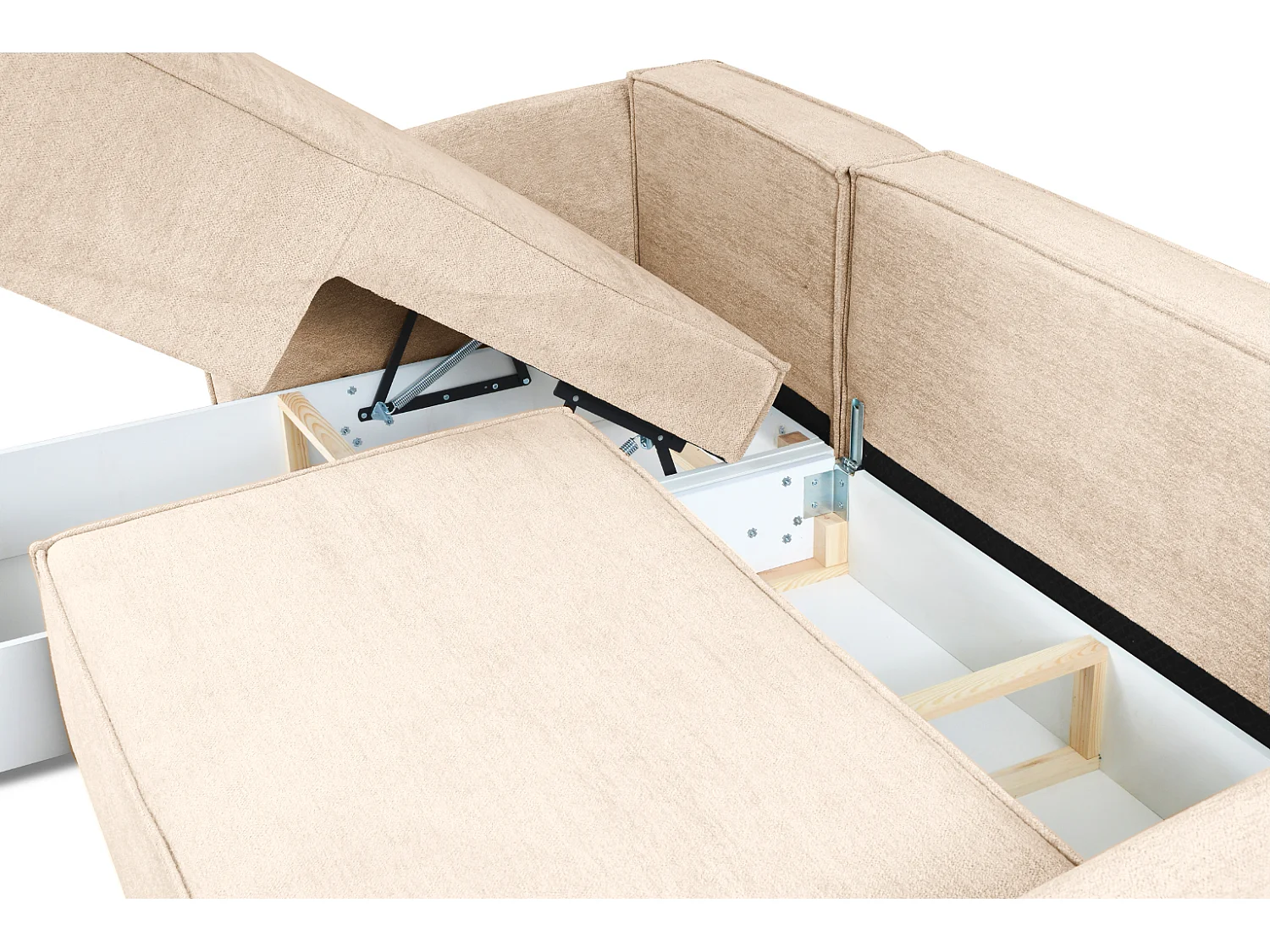 Modernes Ecksofa links SELLMA in cremefarbenem Stoff RAVEN 24