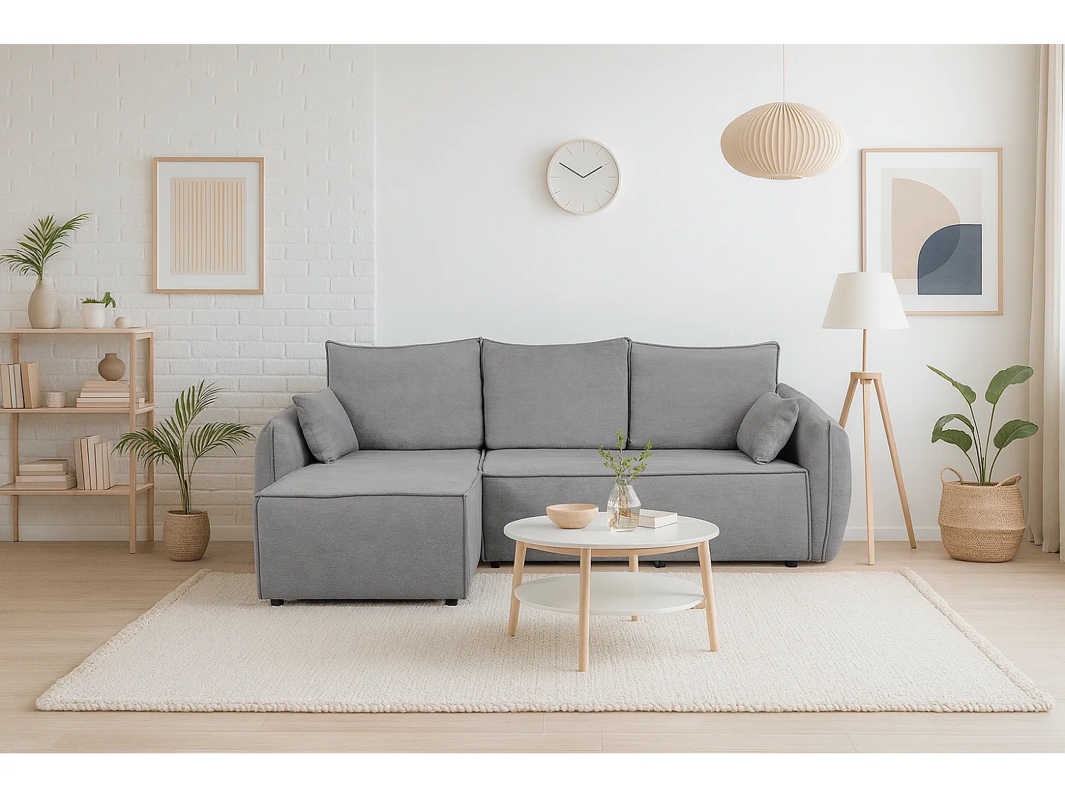 Modernes Ecksofa links SELLMA in grauem Stoff RAVEN 7