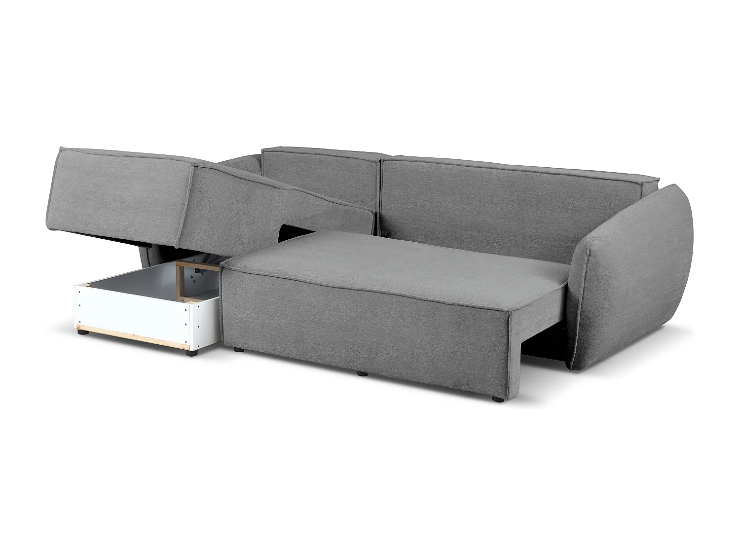 Modernes Ecksofa links SELLMA in grauem Stoff RAVEN 7