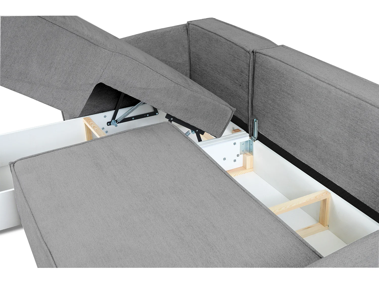 Modernes Ecksofa links SELLMA in grauem Stoff RAVEN 7