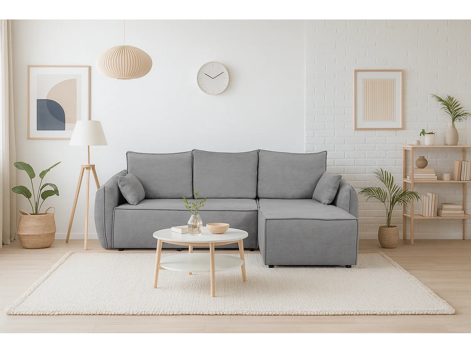 Modernes Ecksofa rechts SELLMA in grauem Stoff RAVEN 7