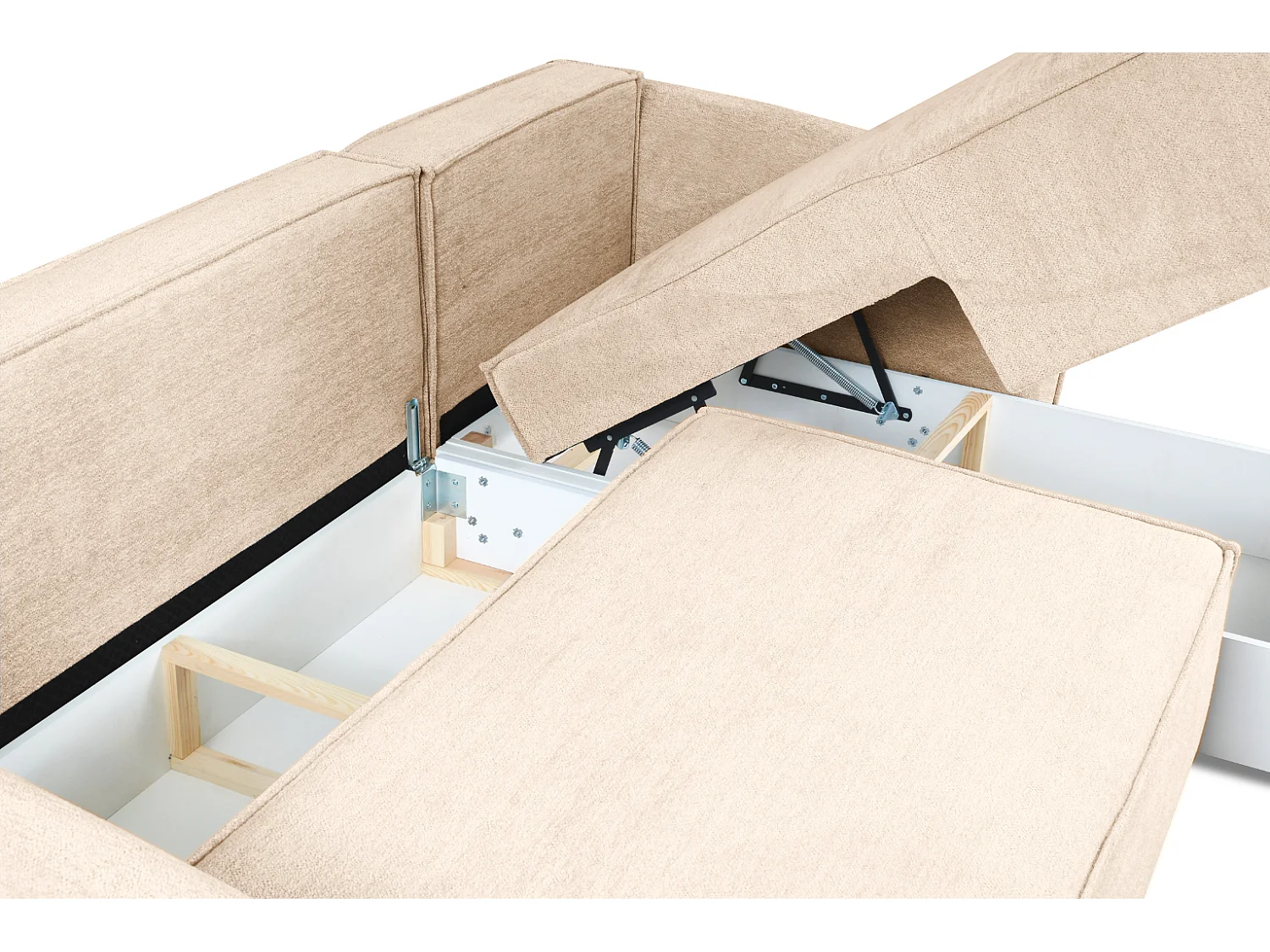 Modernes Ecksofa rechts SELLMA in cremefarbenem Stoff RAVEN 24