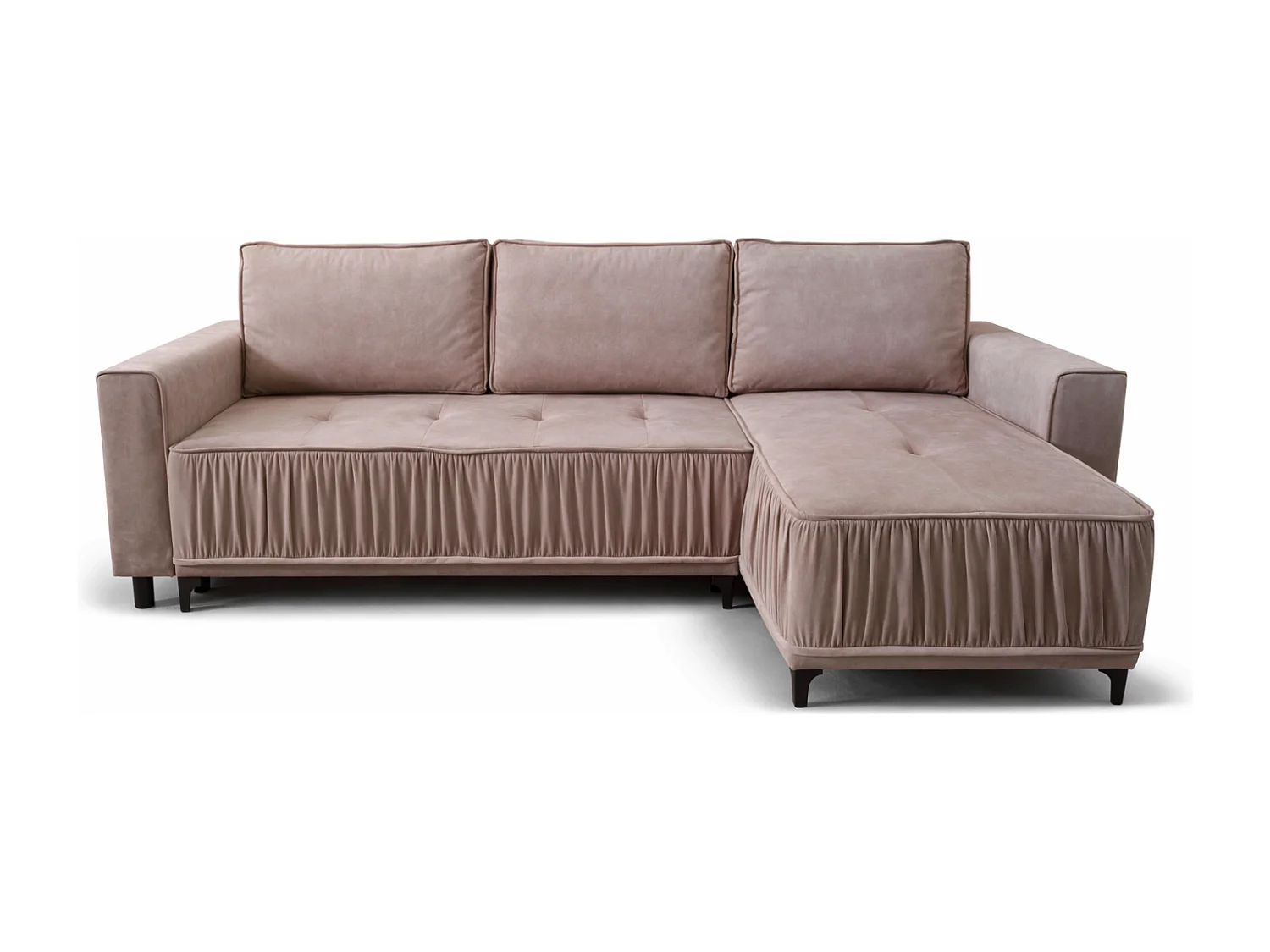 Elegantes Ecksofa rechts mit Schlaffunktion VIKI 238x143cm, in Stoff MONOLITH 62 lila