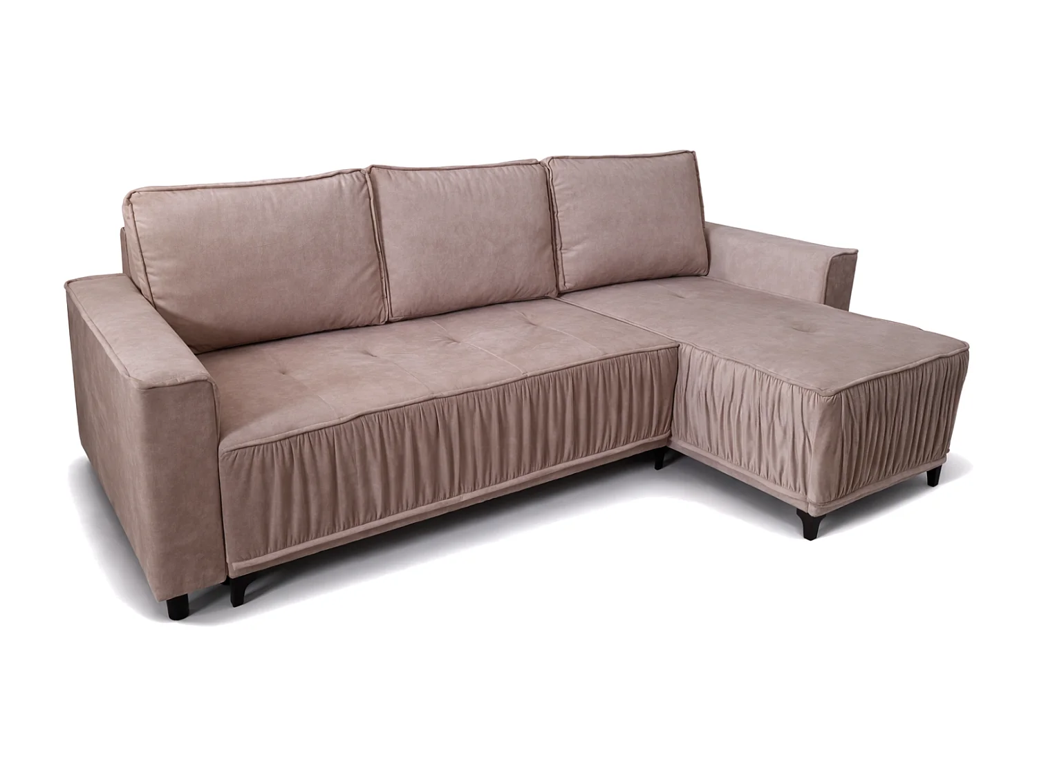 Elegantes Ecksofa rechts mit Schlaffunktion VIKI 238x143cm, in Stoff MONOLITH 62 lila