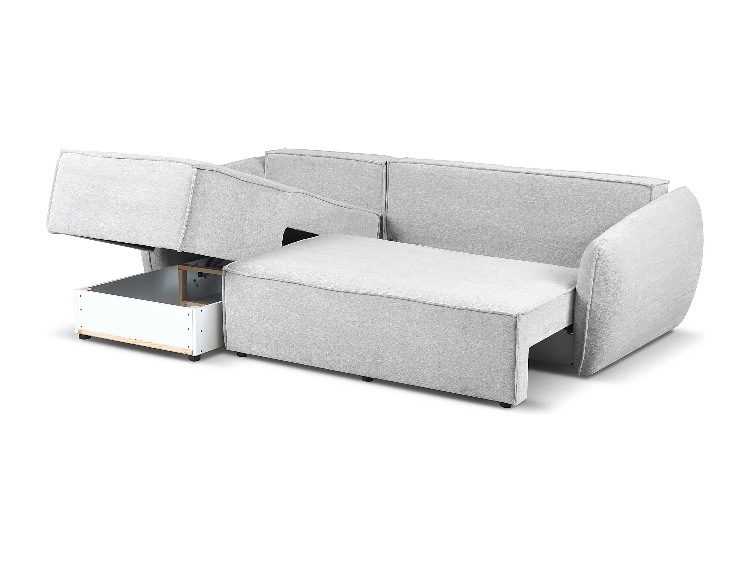 Modernes Ecksofa links SELLMA in hellgrauem Stoff RAVEN 6