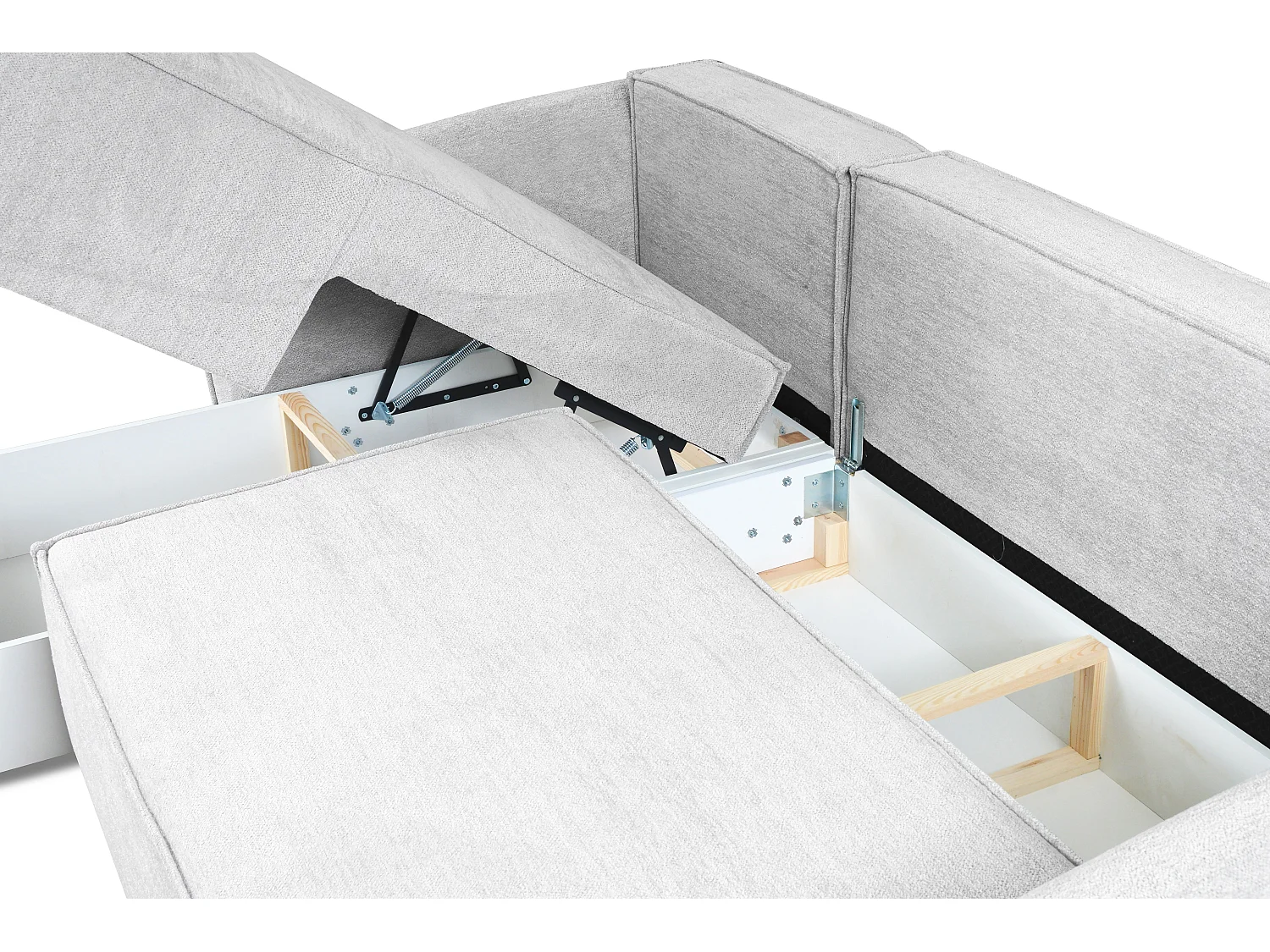 Modernes Ecksofa links SELLMA in hellgrauem Stoff RAVEN 6