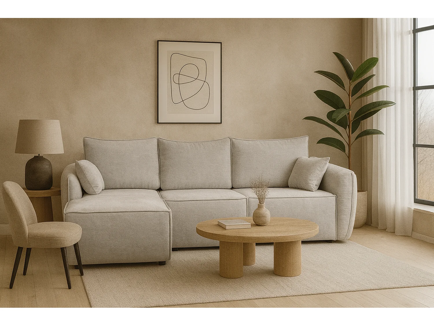 Modernes Ecksofa links SELLMA in hellgrauem Stoff RAVEN 6