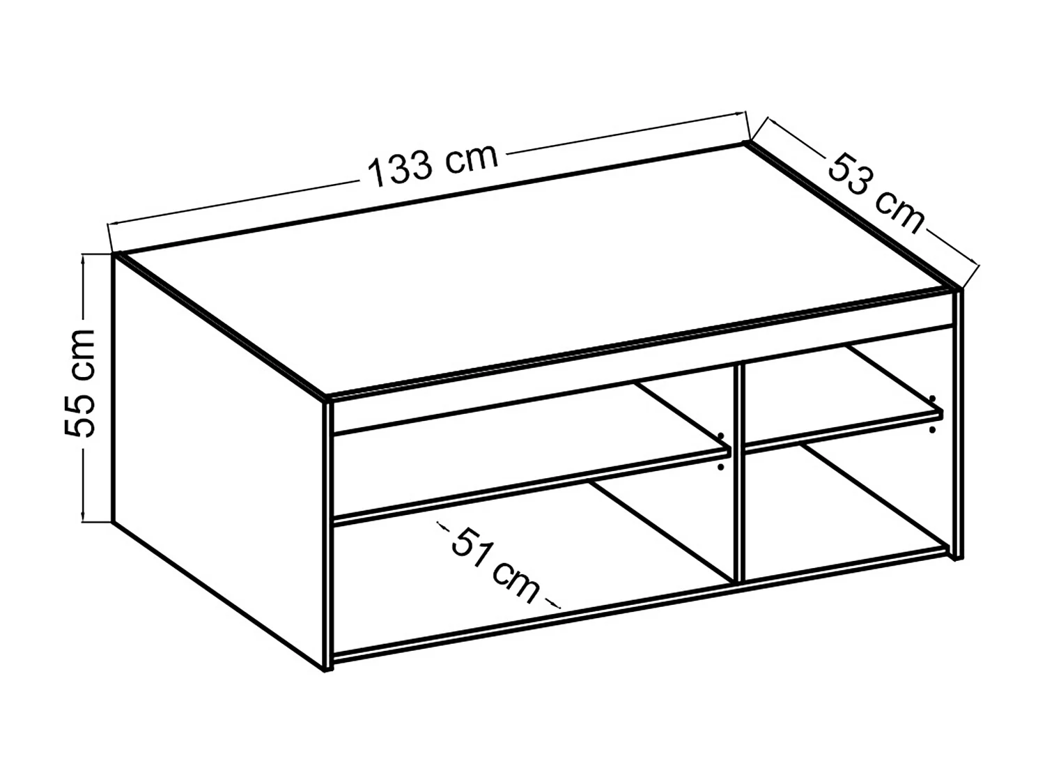 AX LIVING Schrankaufsatz Storicos 3T Eiche Sonoma 133 x 55,5 x 53 cm