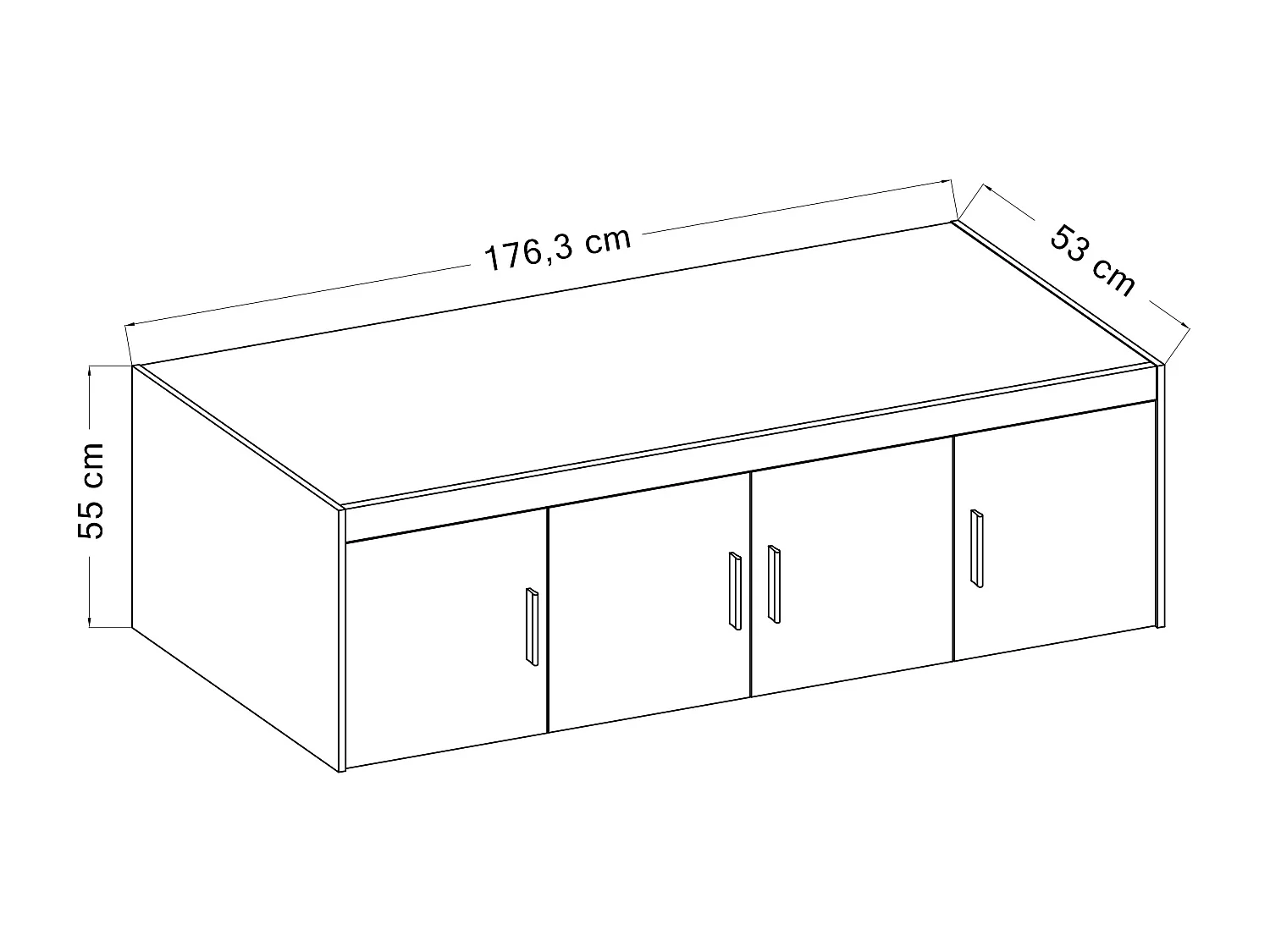 AX LIVING Groß Schrankaufsatz Weiß Storicos 4T 176,3 x 55,5 x 53 cm