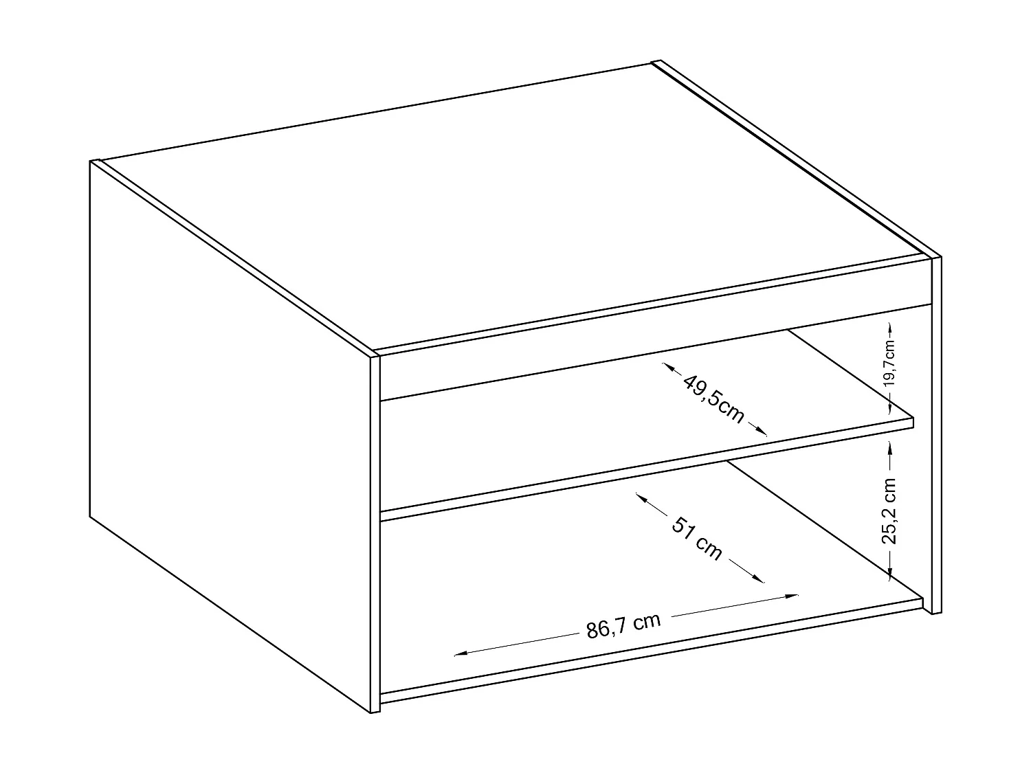 AX LIVING Schrankaufsatz Storicos 2T Weiß 89,7 x 55 x 53 cm – modern