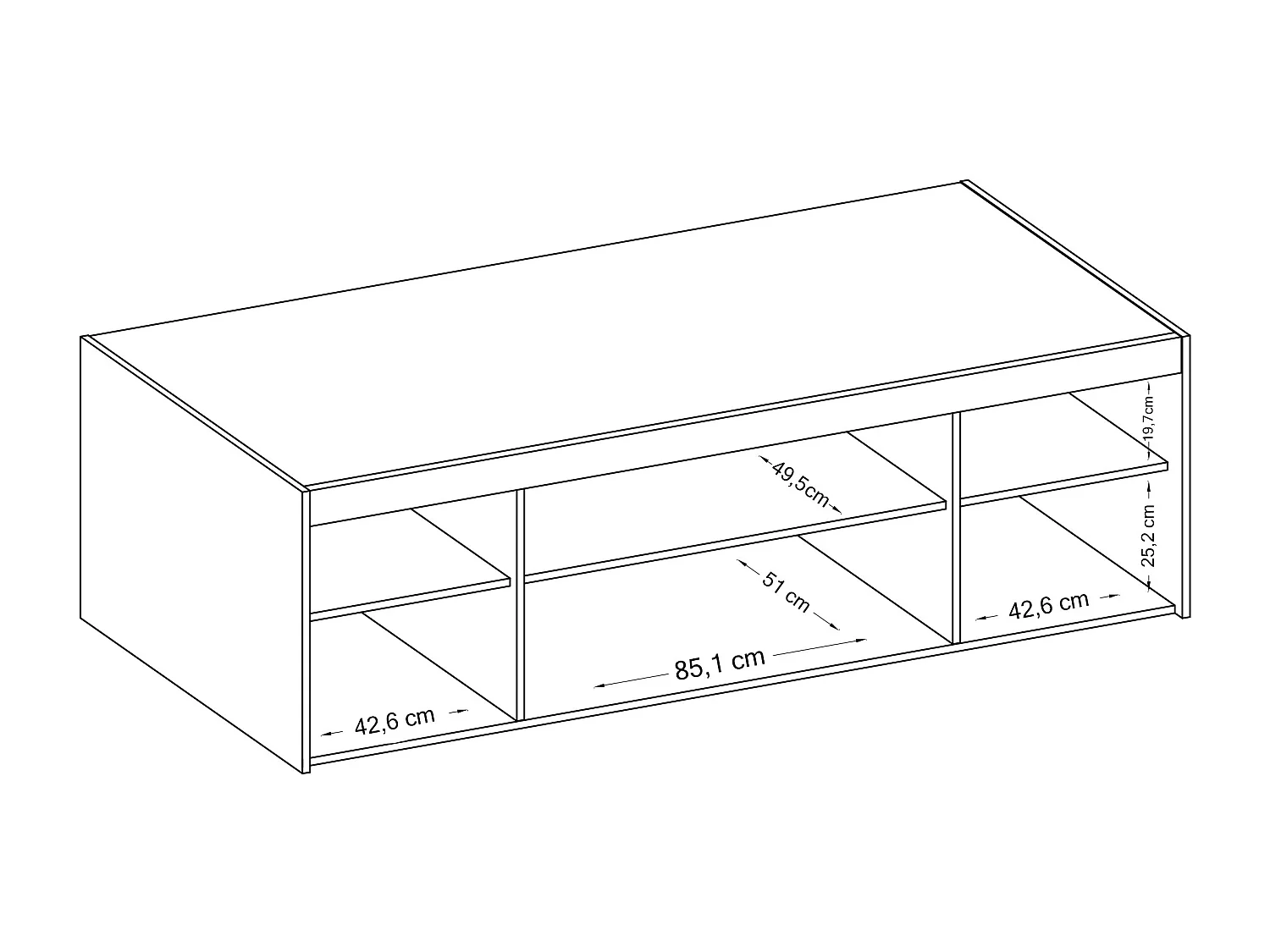AX LIVING Groß Schrankaufsatz Geölte Eiche Storicos 4T 176,3 x 55,5 x 53 cm