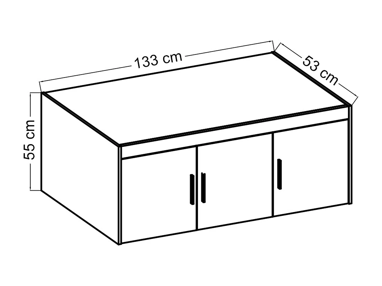 AX LIVING Schrankaufsatz Storicos 3T Eiche Lefkas 133 x 55,5 x 53 cm